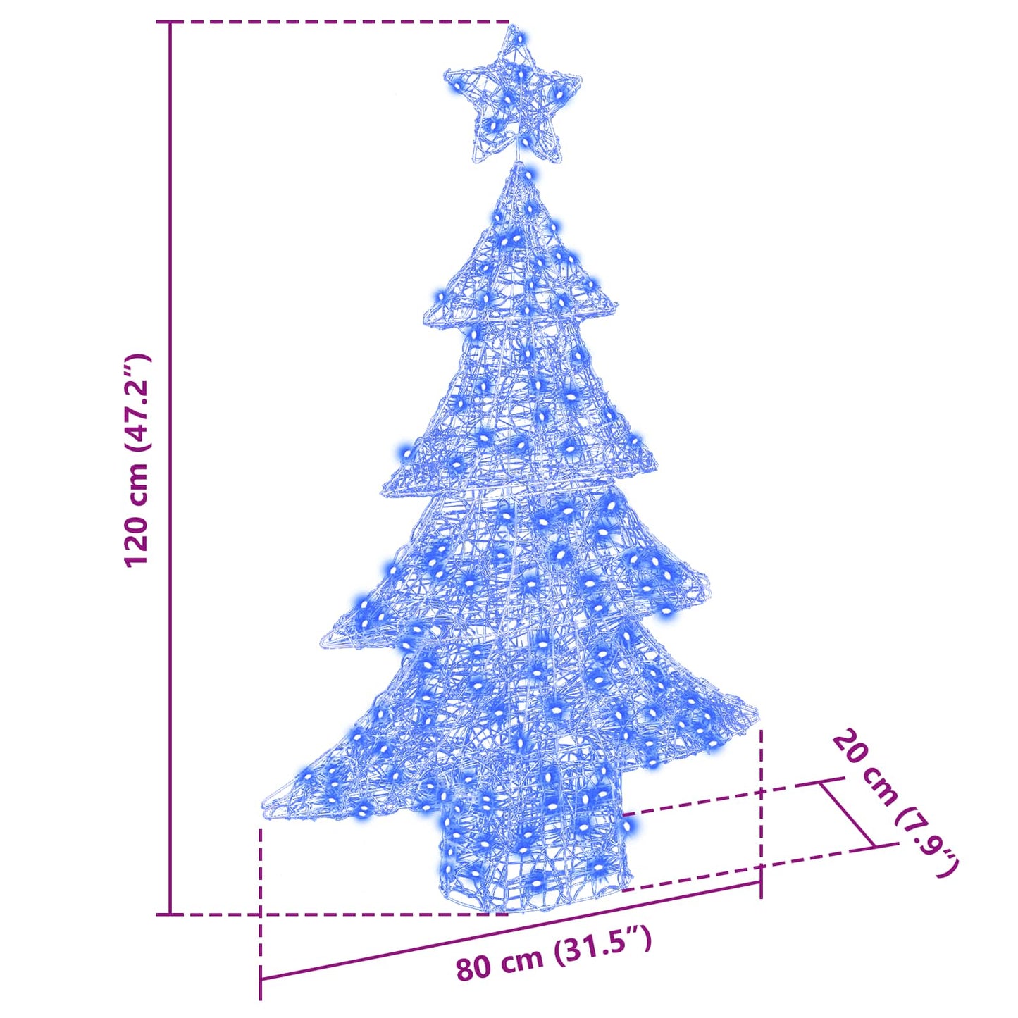 Juletræ 100 LED'er Blå 120 cm Akryl