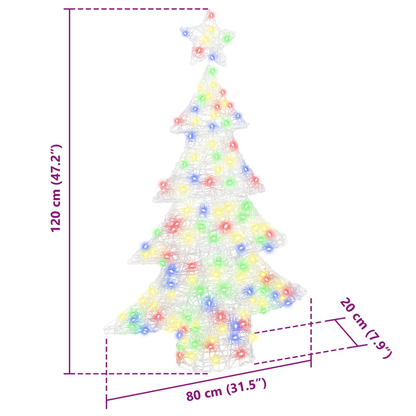 Juletræ 100 LED'er Flerfarvet 120 cm Akryl