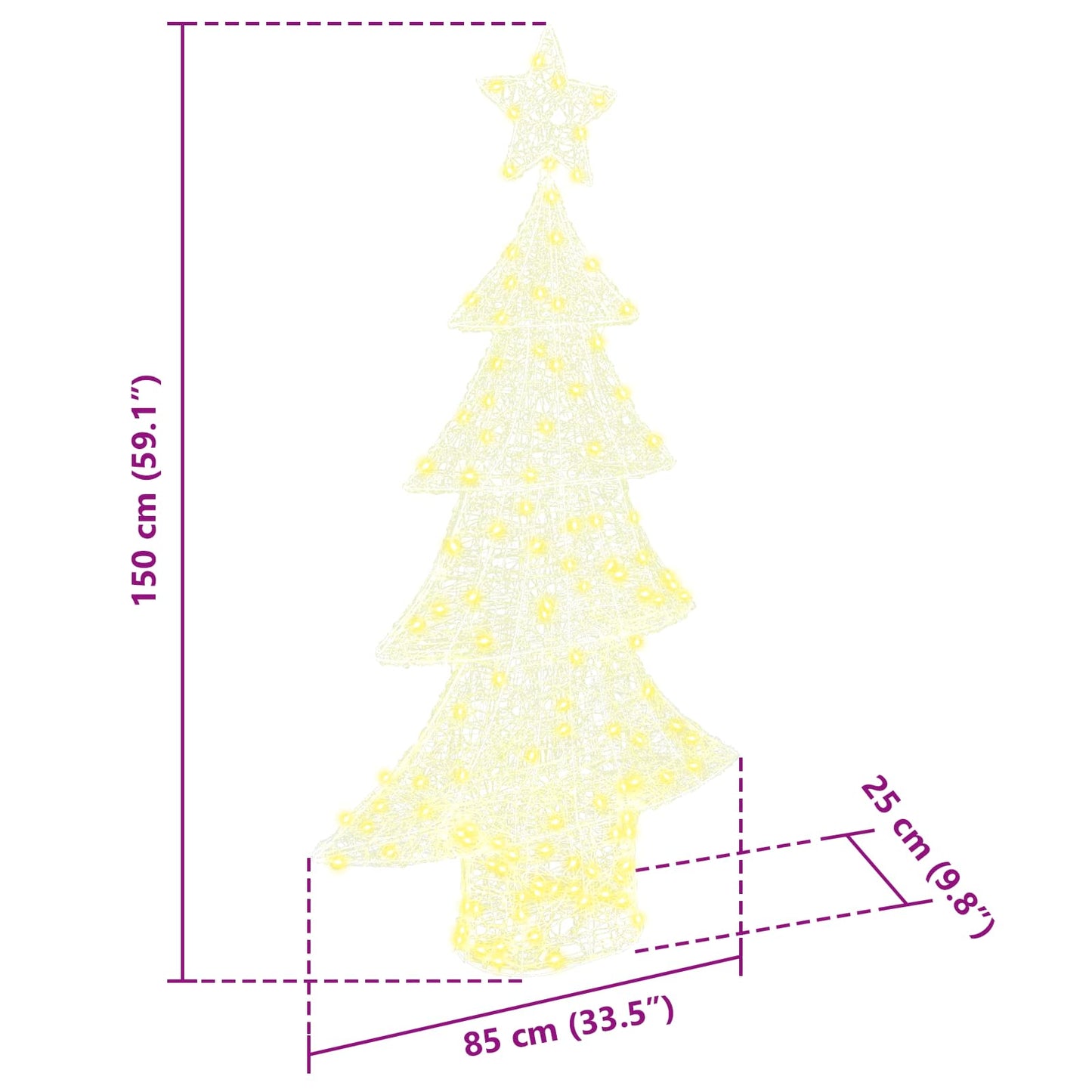 Juletræ 160 LED'er Varm hvid 150 cm Akryl