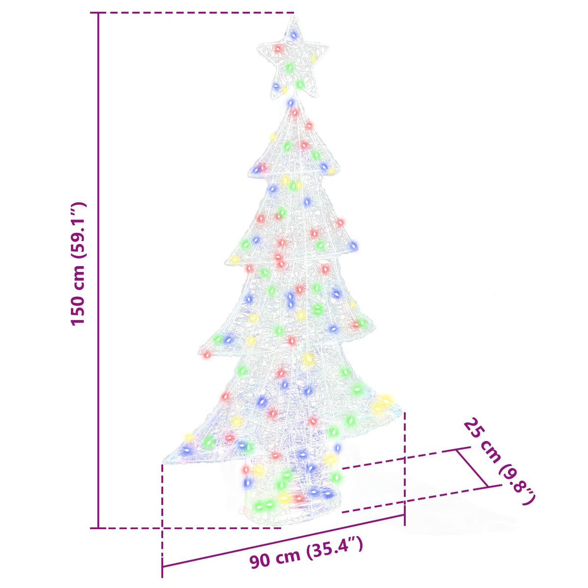 Juletræ 160 LED'er Flerfarvet 150 cm Akryl