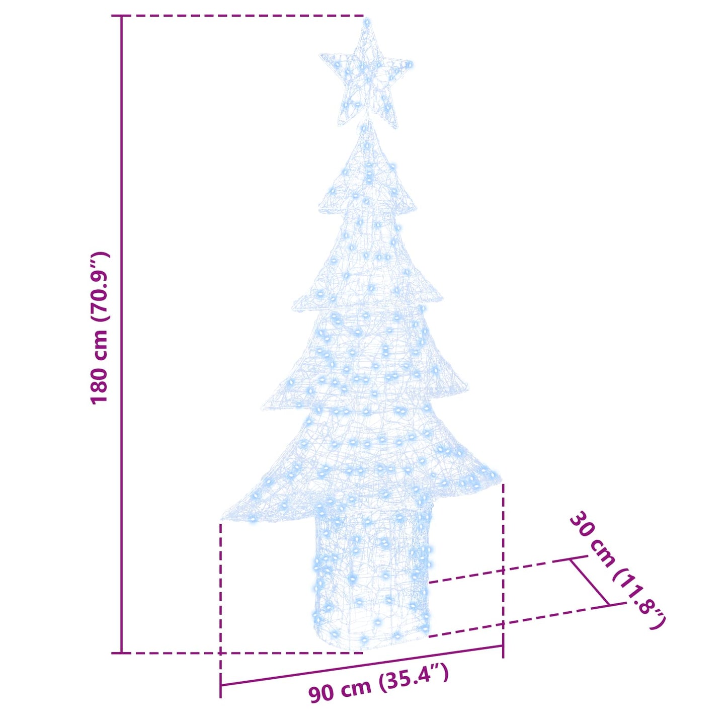 Juletræ 240 LED'er Kold hvid 180 cm Akryl