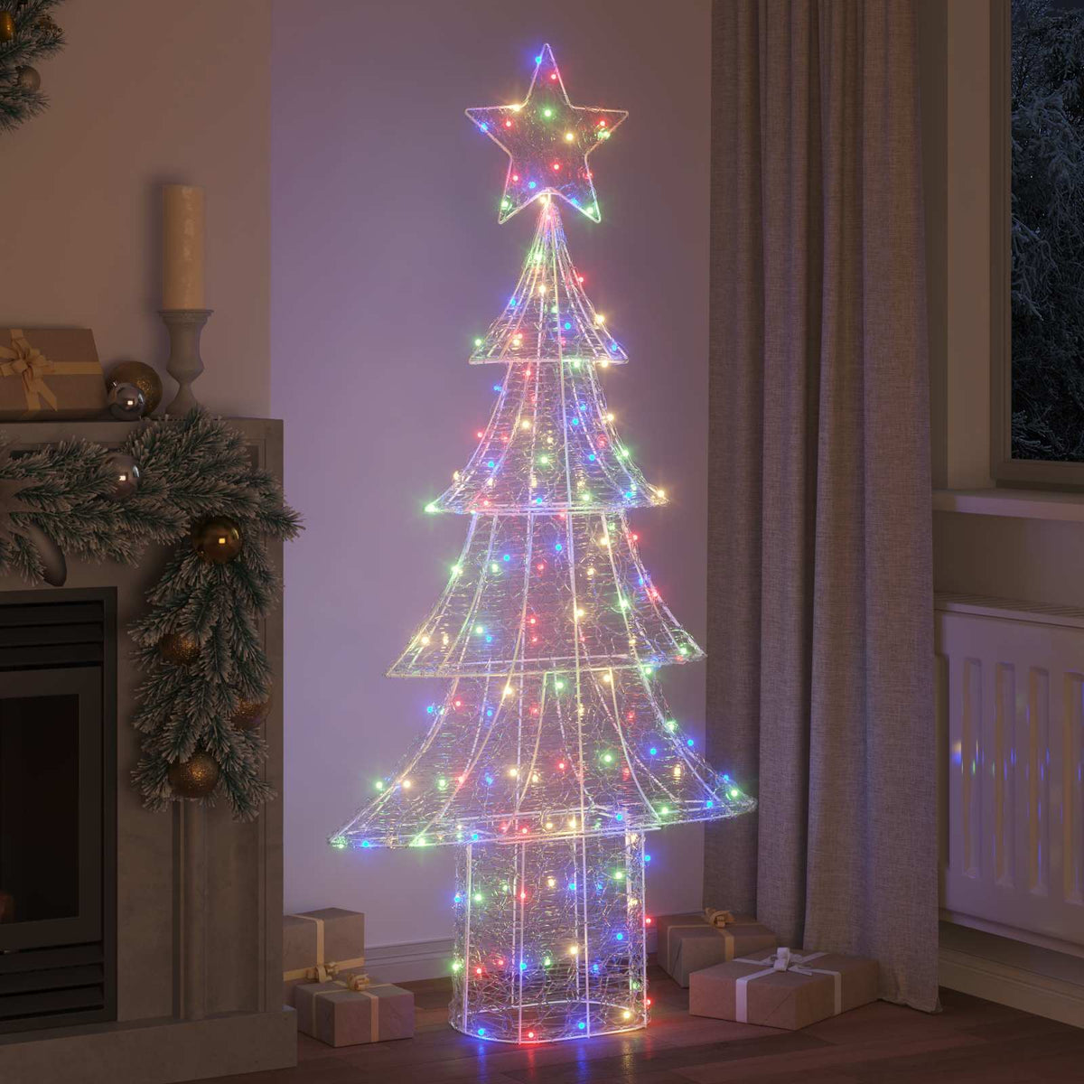 Juletræ 240 LED'er Flerfarvet 180 cm Akryl