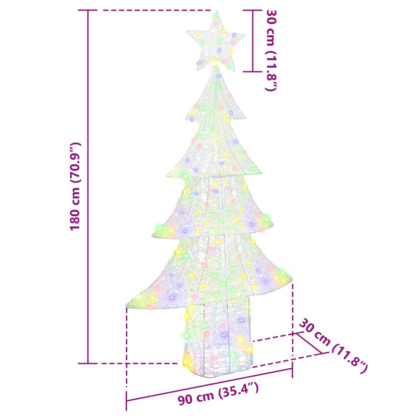 Juletræ 240 LED'er Flerfarvet 180 cm Akryl