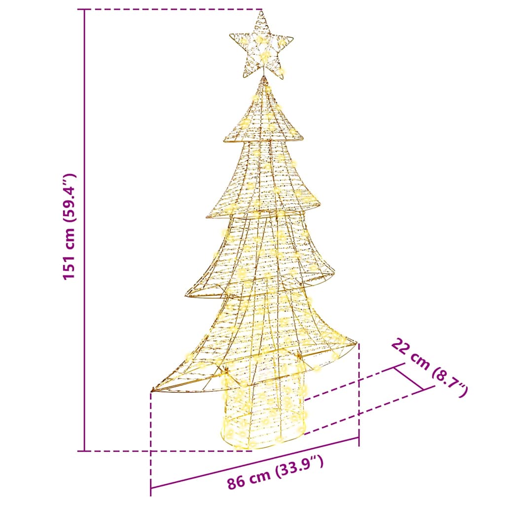 Juletræ 160 LED'er Varm hvid 151 cm PET