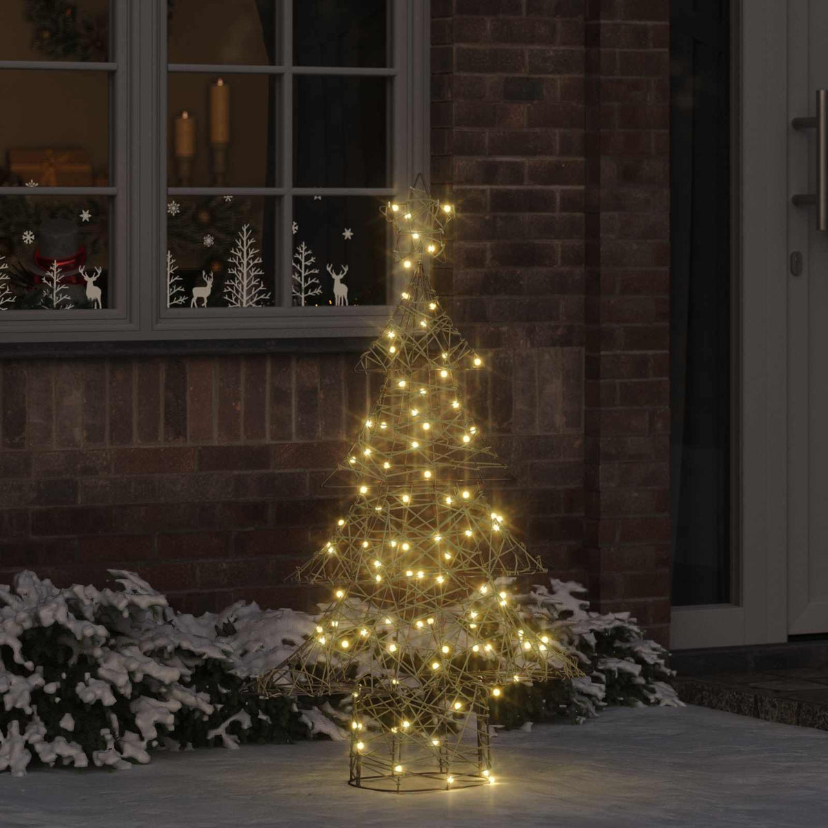 Juletræ 120 LED'er Varm hvid 150 cm Rattan