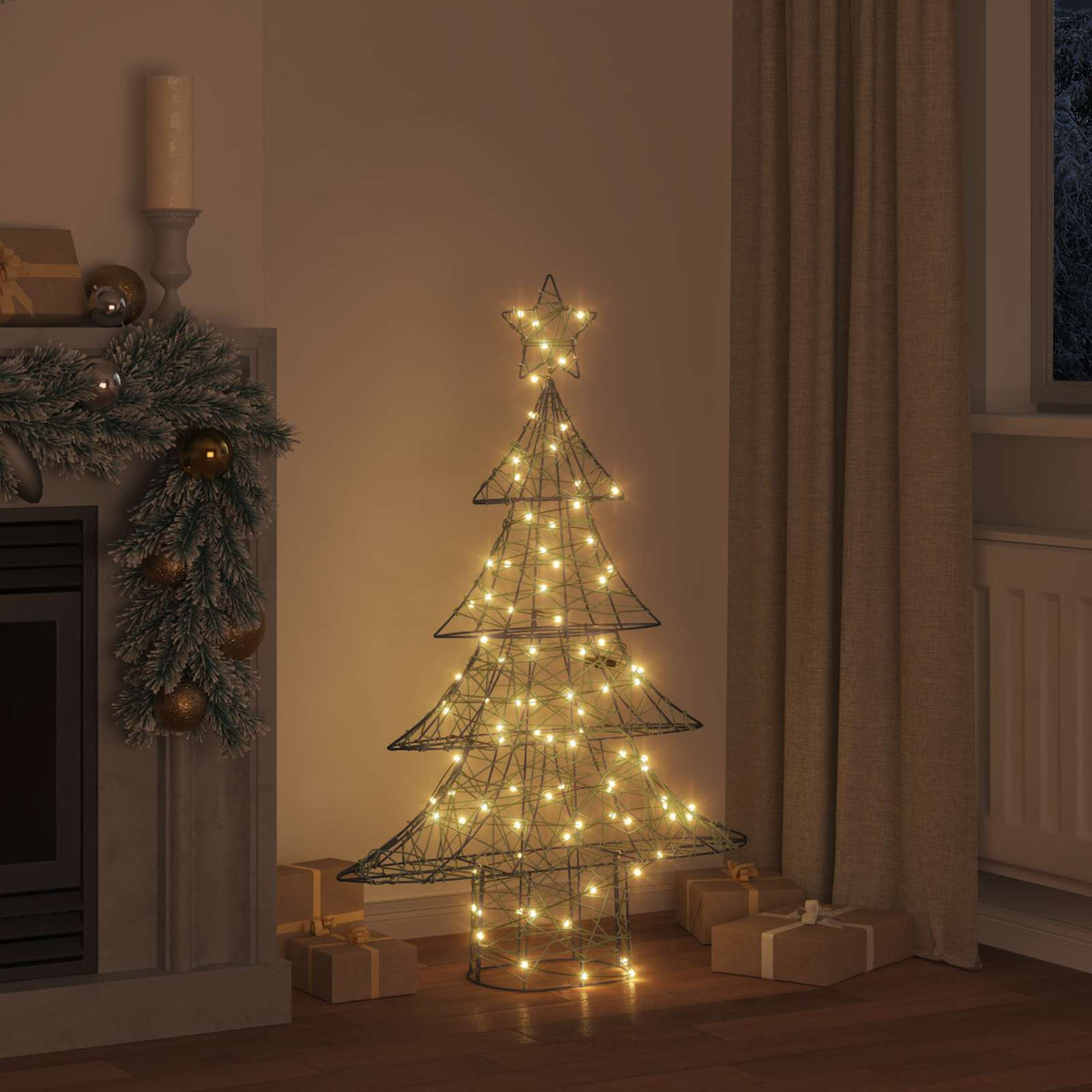 Juletræ 120 LED'er Varm hvid 150 cm Rattan