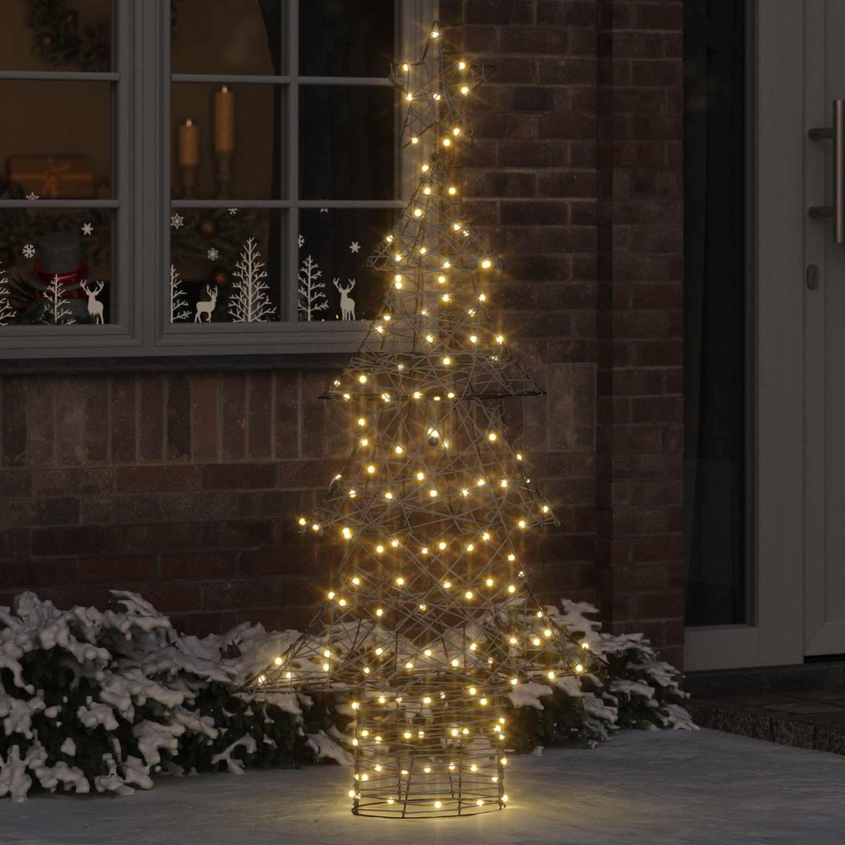 Juletræ 160 LED'er Varm hvid 150 cm Rattan