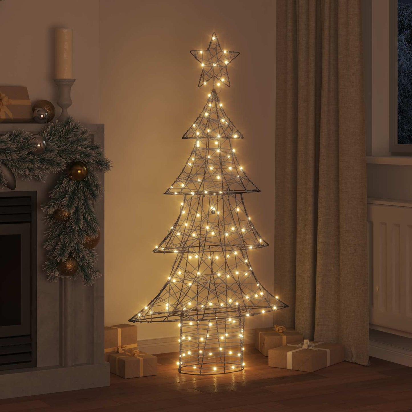 Juletræ 160 LED'er Varm hvid 150 cm Rattan