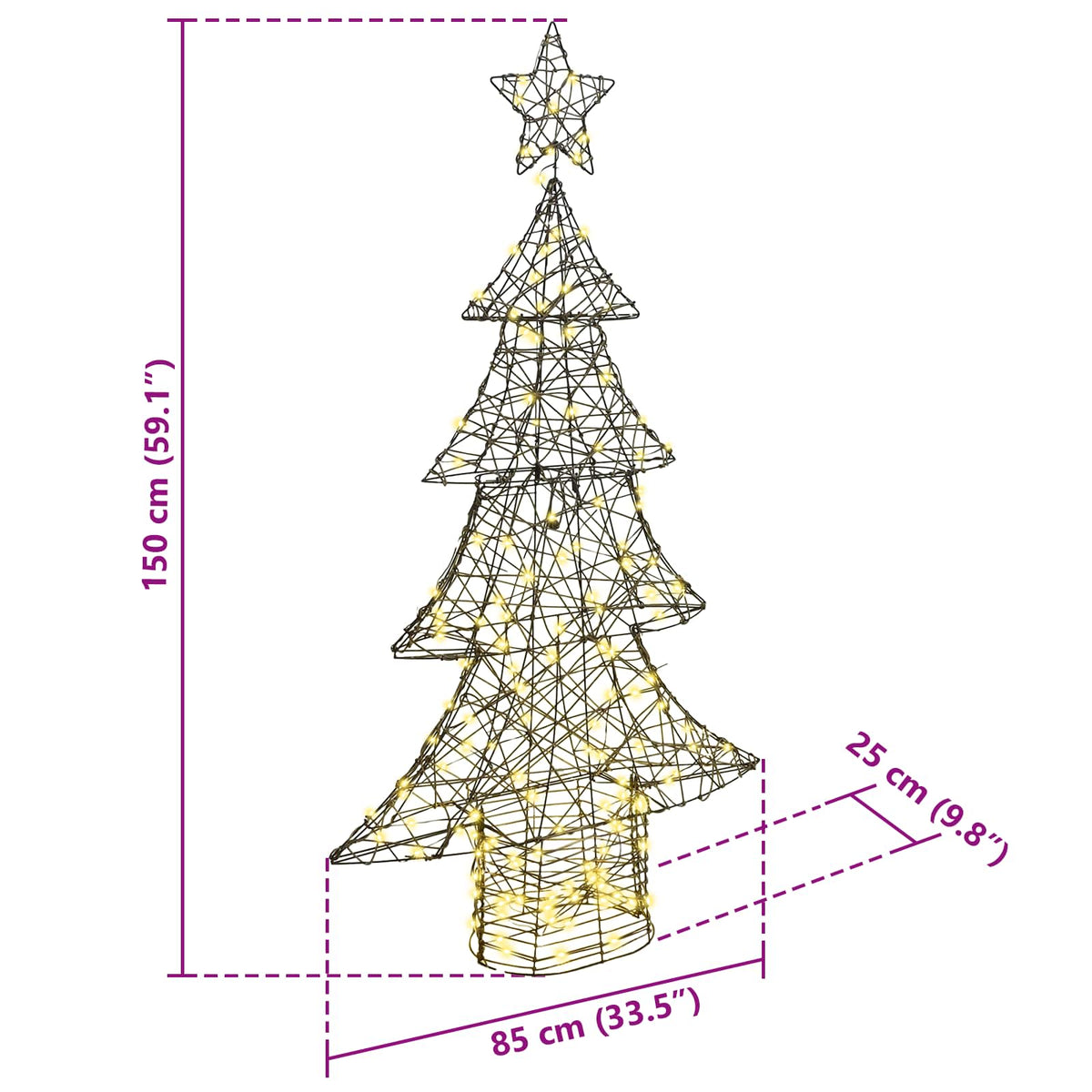 Juletræ 160 LED'er Varm hvid 150 cm Rattan