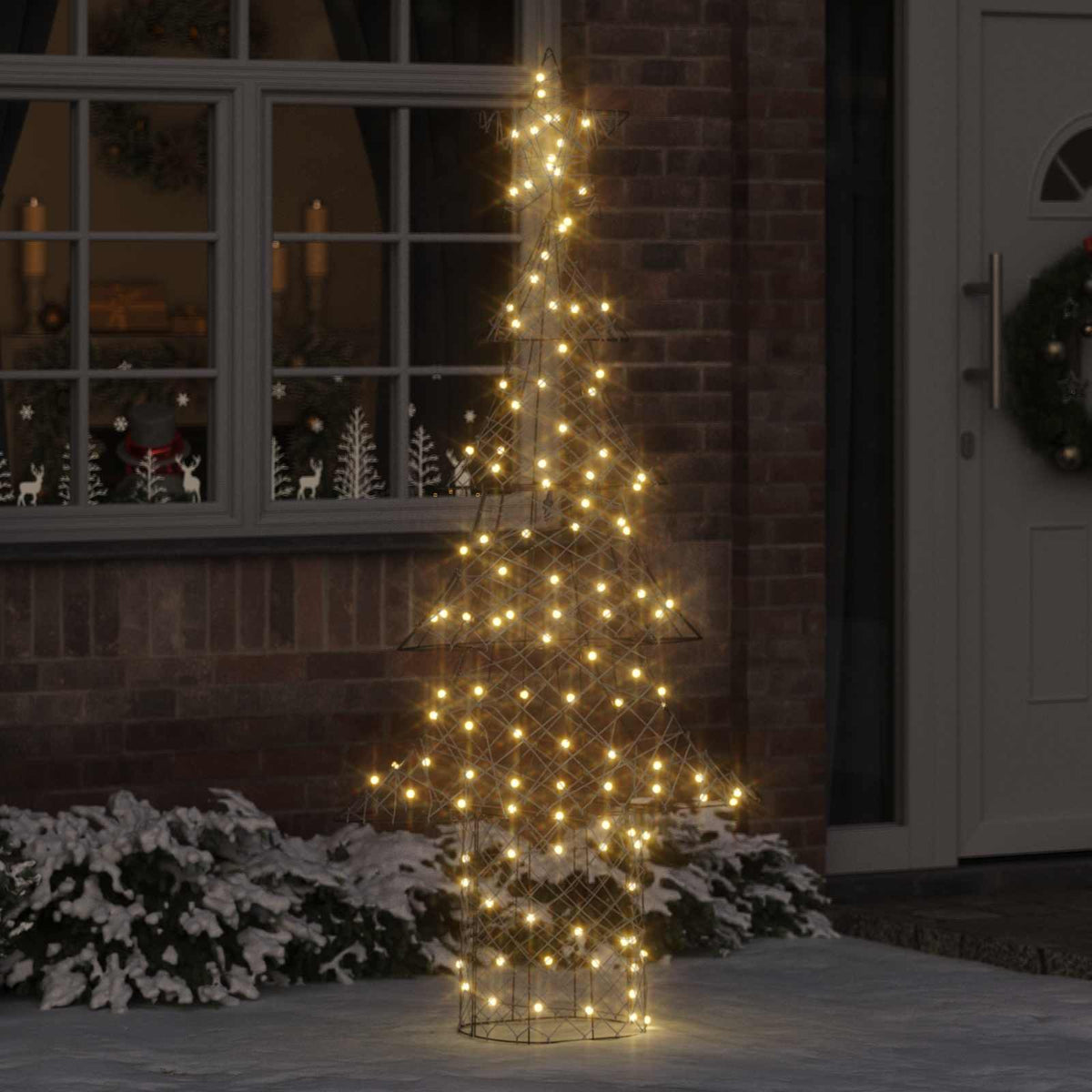 Juletræ 240 LED'er Varm hvid 180 cm Rattan