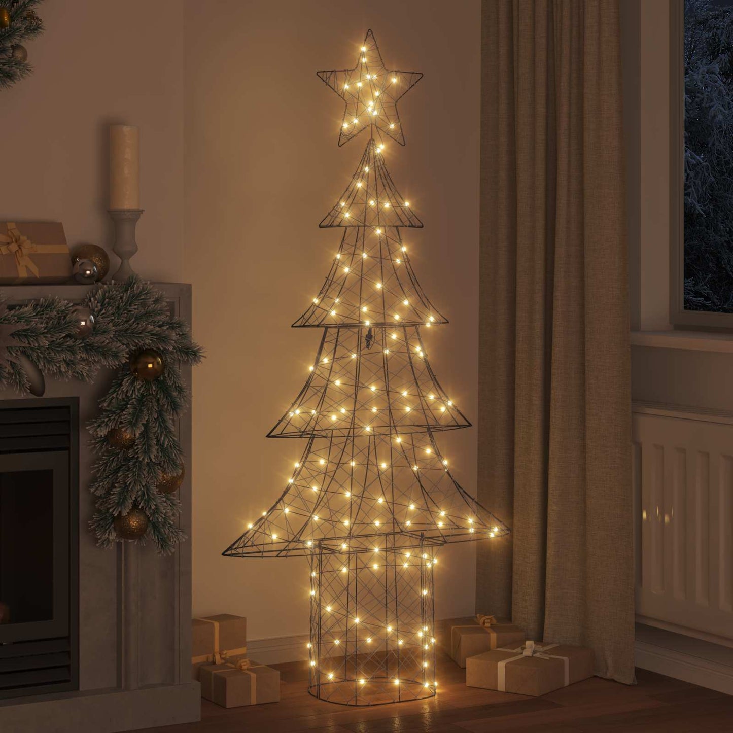 Juletræ 240 LED'er Varm hvid 180 cm Rattan