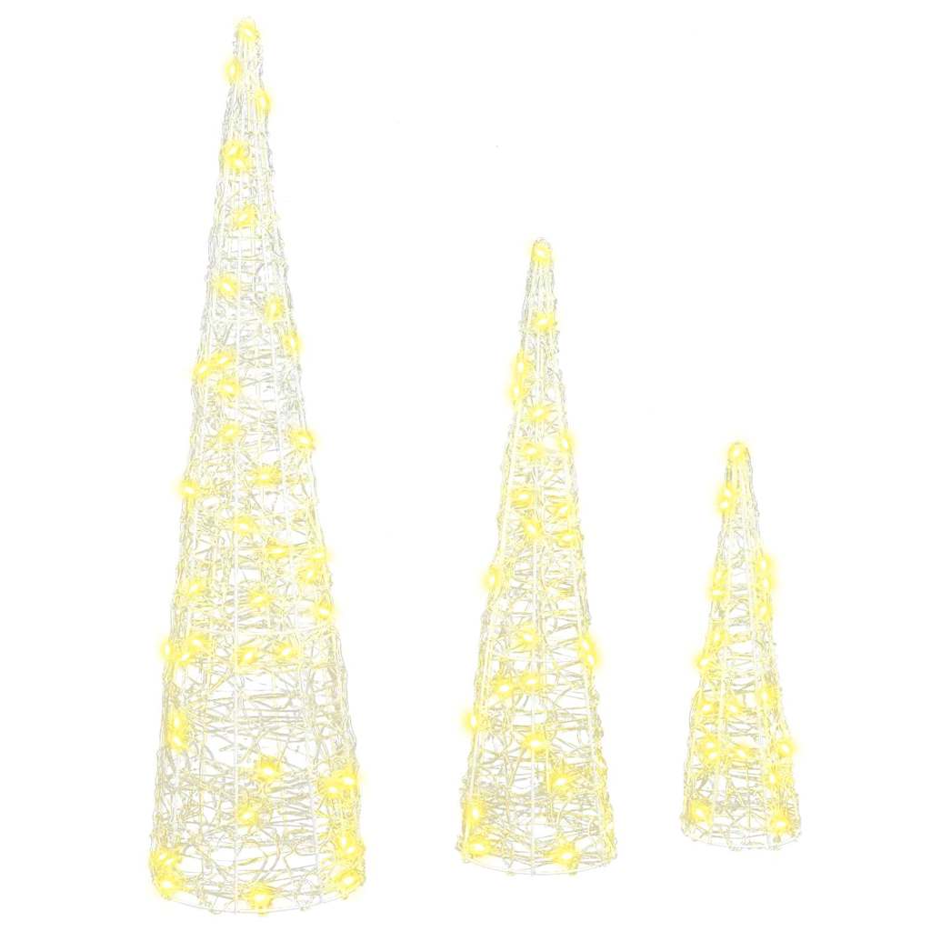 Juletræ 3 stk. 90 LED'er Varm hvid 20 x 20 x 80 cm Akryl