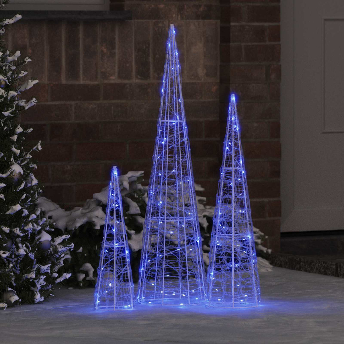 Juletræ 3 stk. 90 LED'er Blå 20 x 20 x 80 cm Akryl