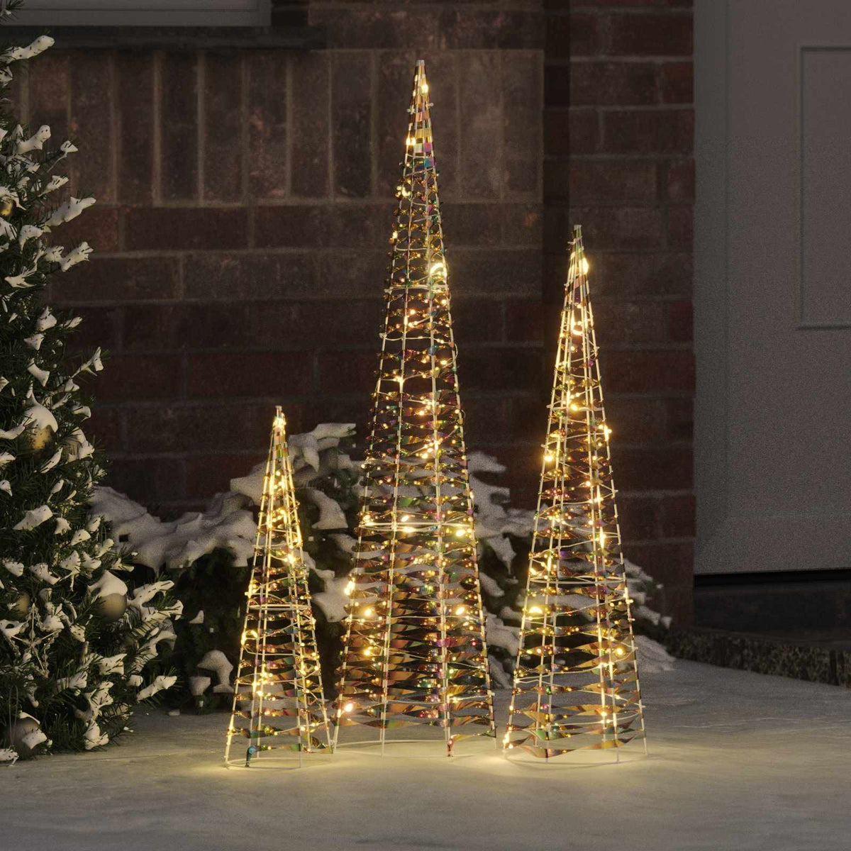 Juletræ 3 stk. 90 LED'er Varm hvid 20 x 20 x 80 cm PET