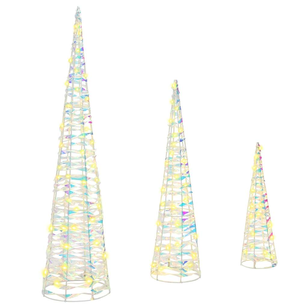 Juletræ 3 stk. 90 LED'er Varm hvid 20 x 20 x 80 cm PET