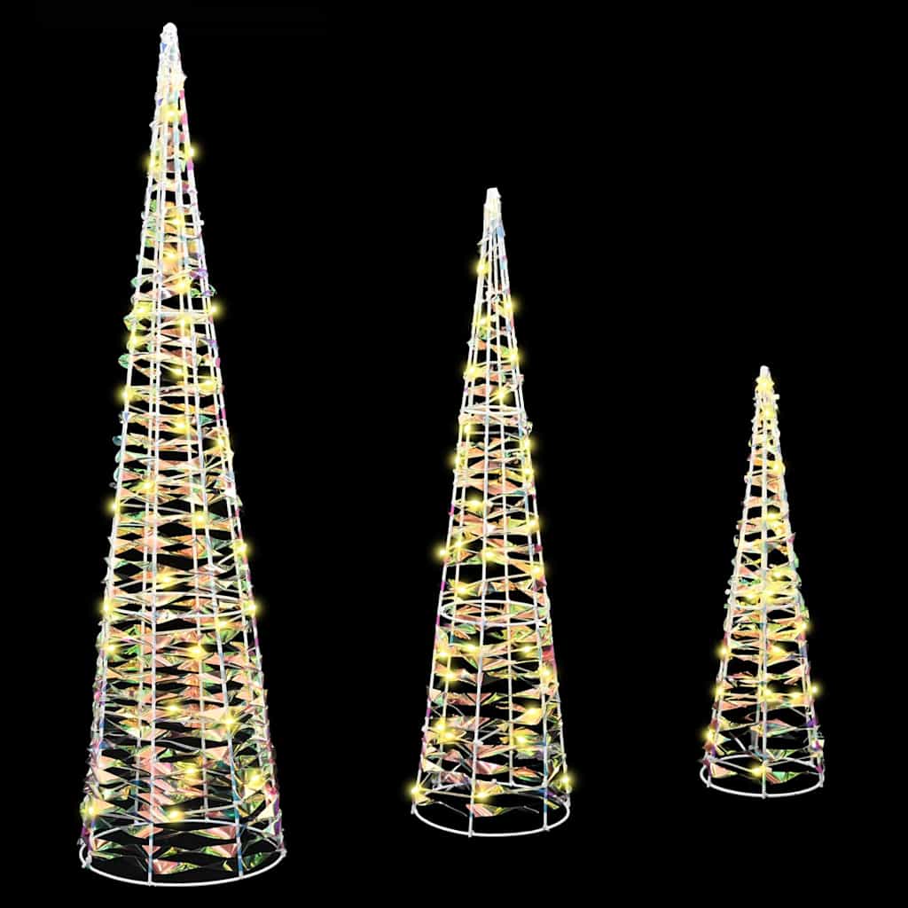 Juletræ 3 stk. 90 LED'er Varm hvid 20 x 20 x 80 cm PET