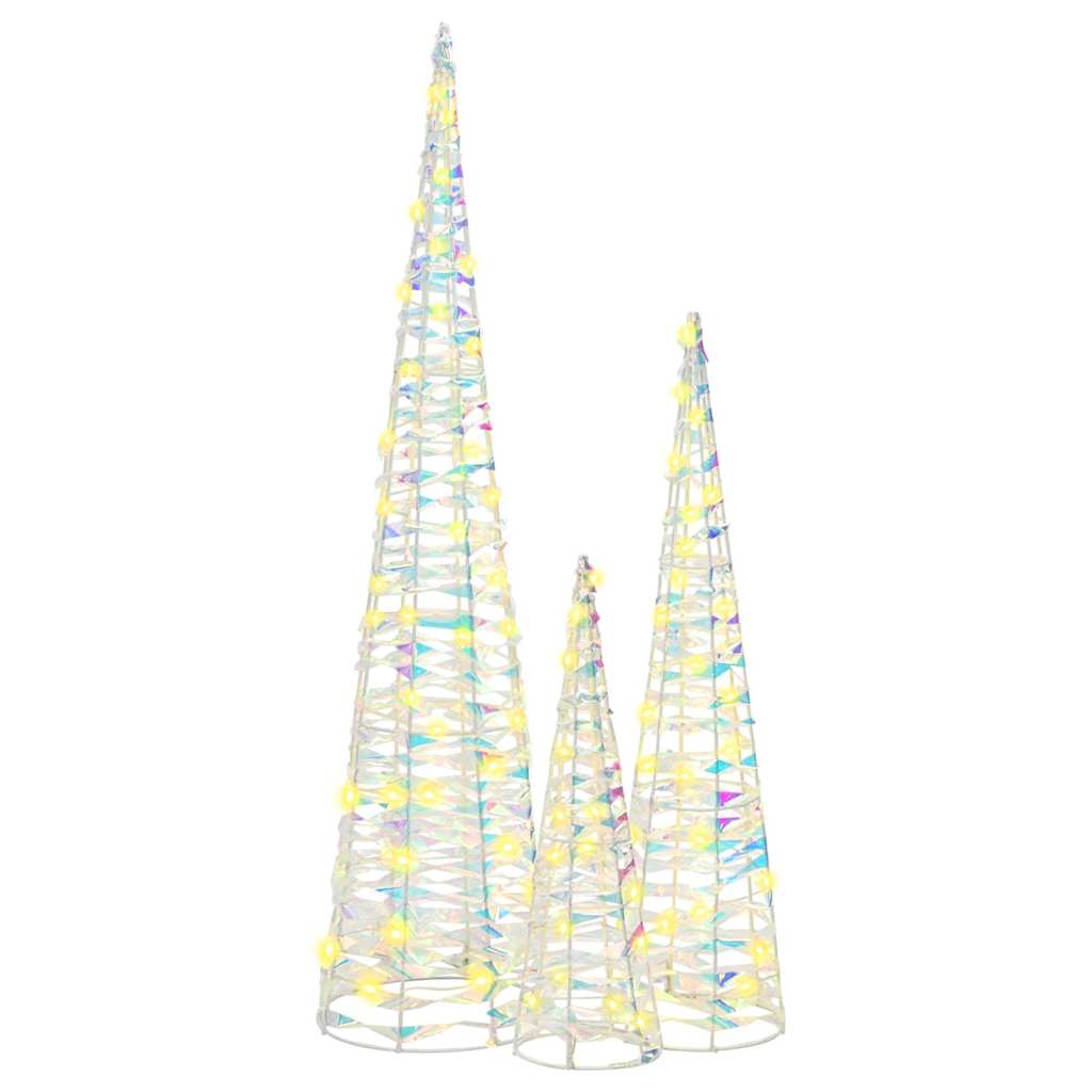 Juletræ 3 stk. 90 LED'er Varm hvid 20 x 20 x 80 cm PET