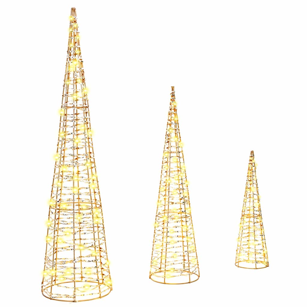 Juletræ 3 stk. 90 LED'er Varm hvid 20 x 20 x 80 cm PET