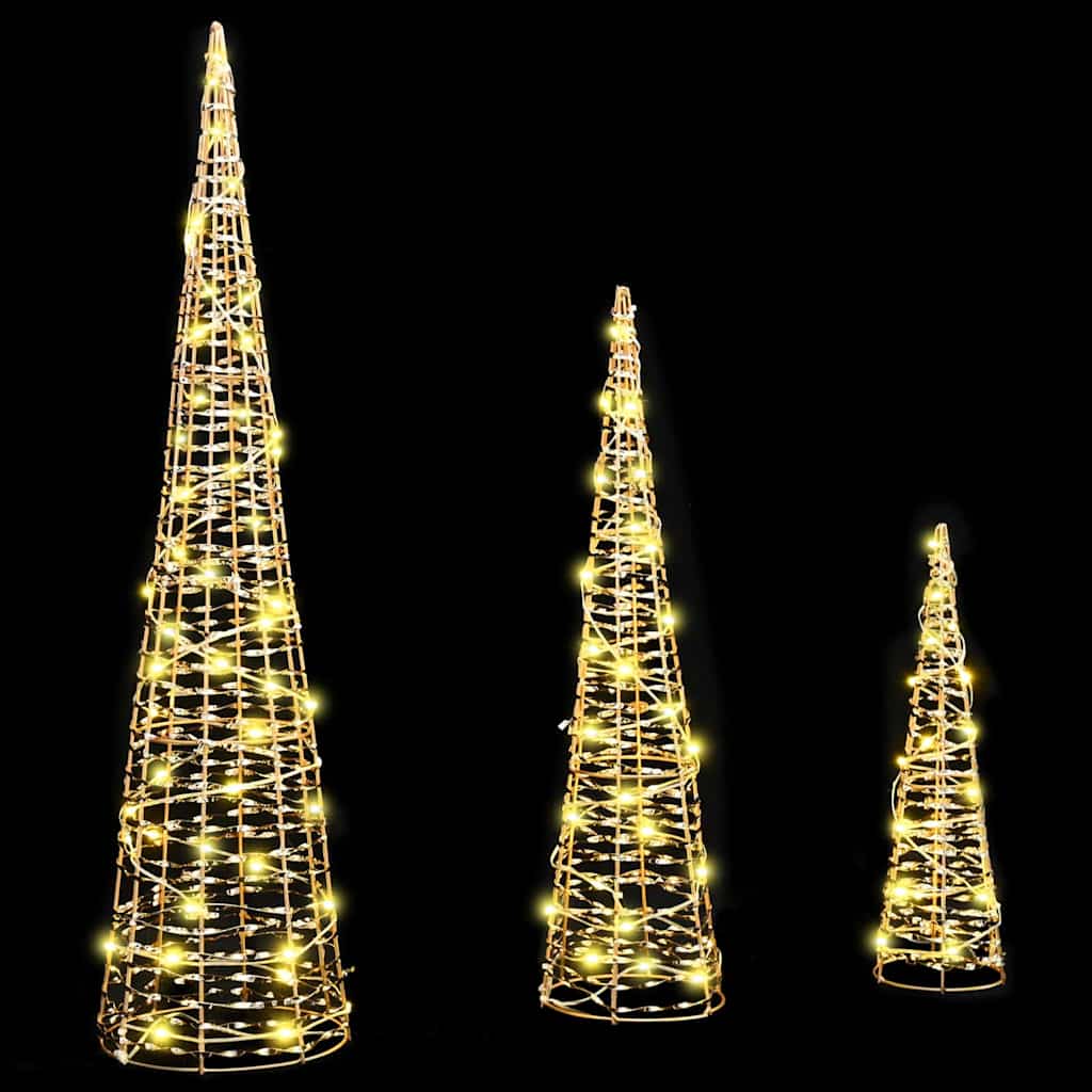 Juletræ 3 stk. 90 LED'er Varm hvid 20 x 20 x 80 cm PET