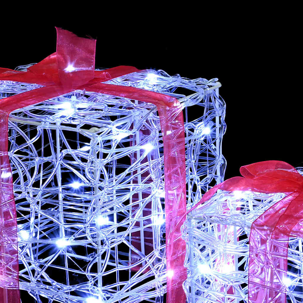Gaveæske 3 stk. 60 LED'er Kold hvid 20 x 20 x 20 cm Akryl