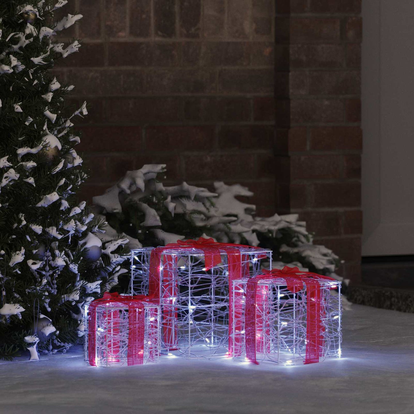 Gaveæske 3 stk. 60 LED'er Kold hvid 20 x 20 x 20 cm Akryl