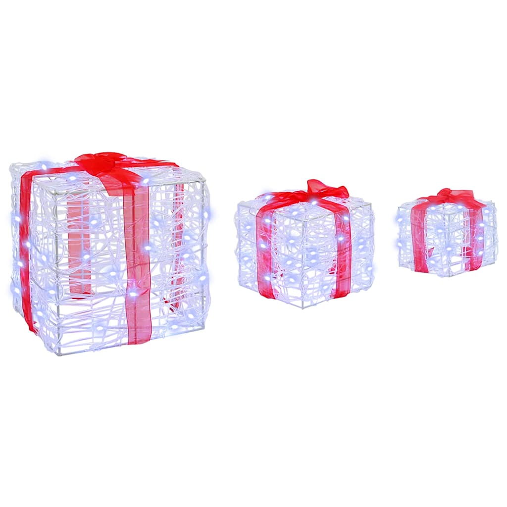 Gaveæske 3 stk. 60 LED'er Kold hvid 20 x 20 x 20 cm Akryl
