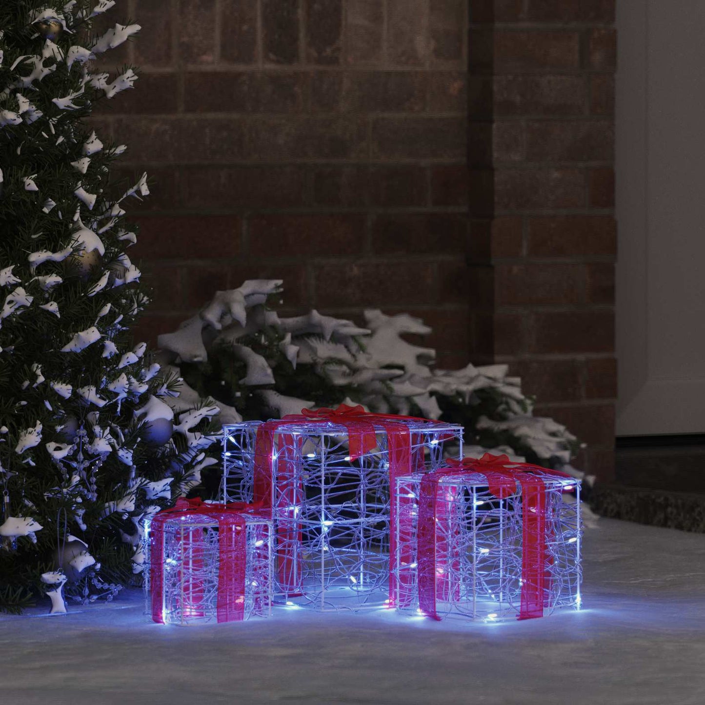 Gaveæske 3 stk. 60 LED'er Blå 20 x 20 x 20 cm Akryl