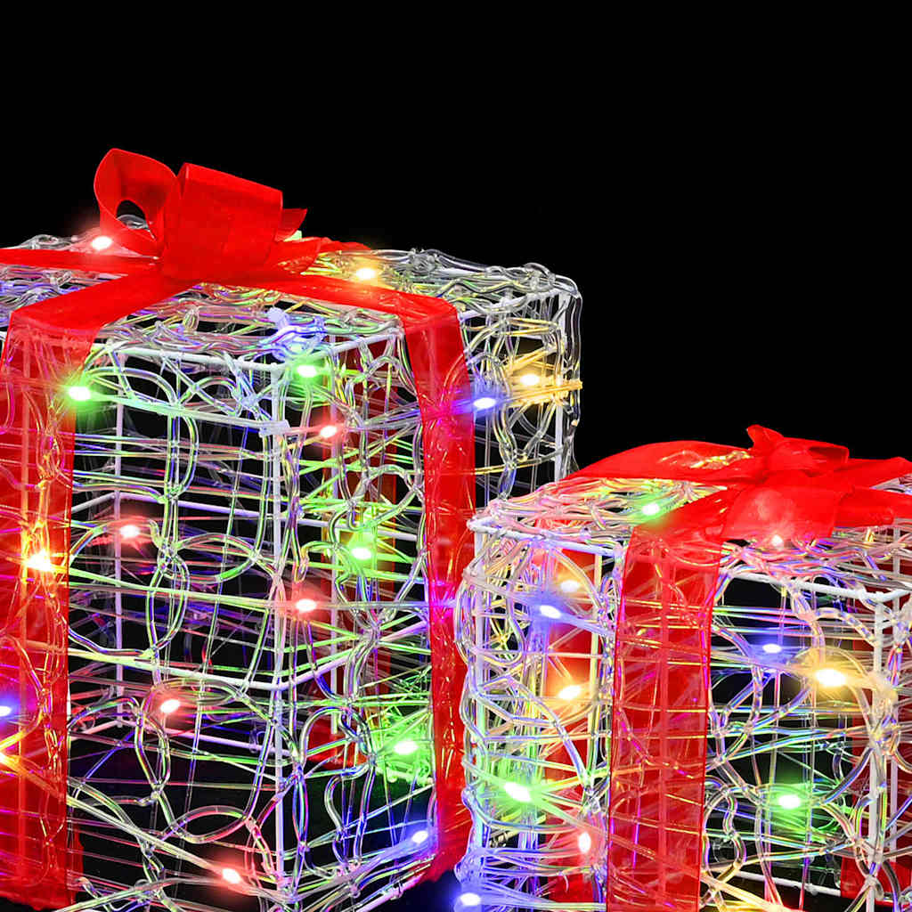 Gaveæske 3 stk. 60 LED'er Flerfarvet 20 x 20 x 20 cm Akryl