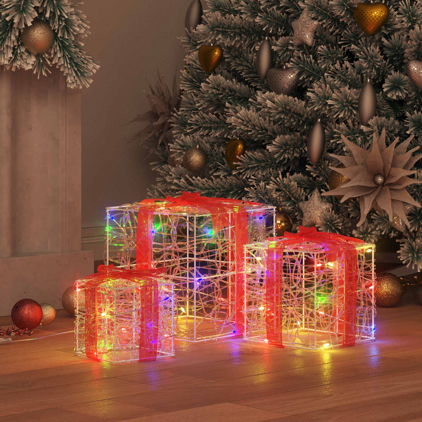 Gaveæske 3 stk. 60 LED'er Flerfarvet 20 x 20 x 20 cm Akryl