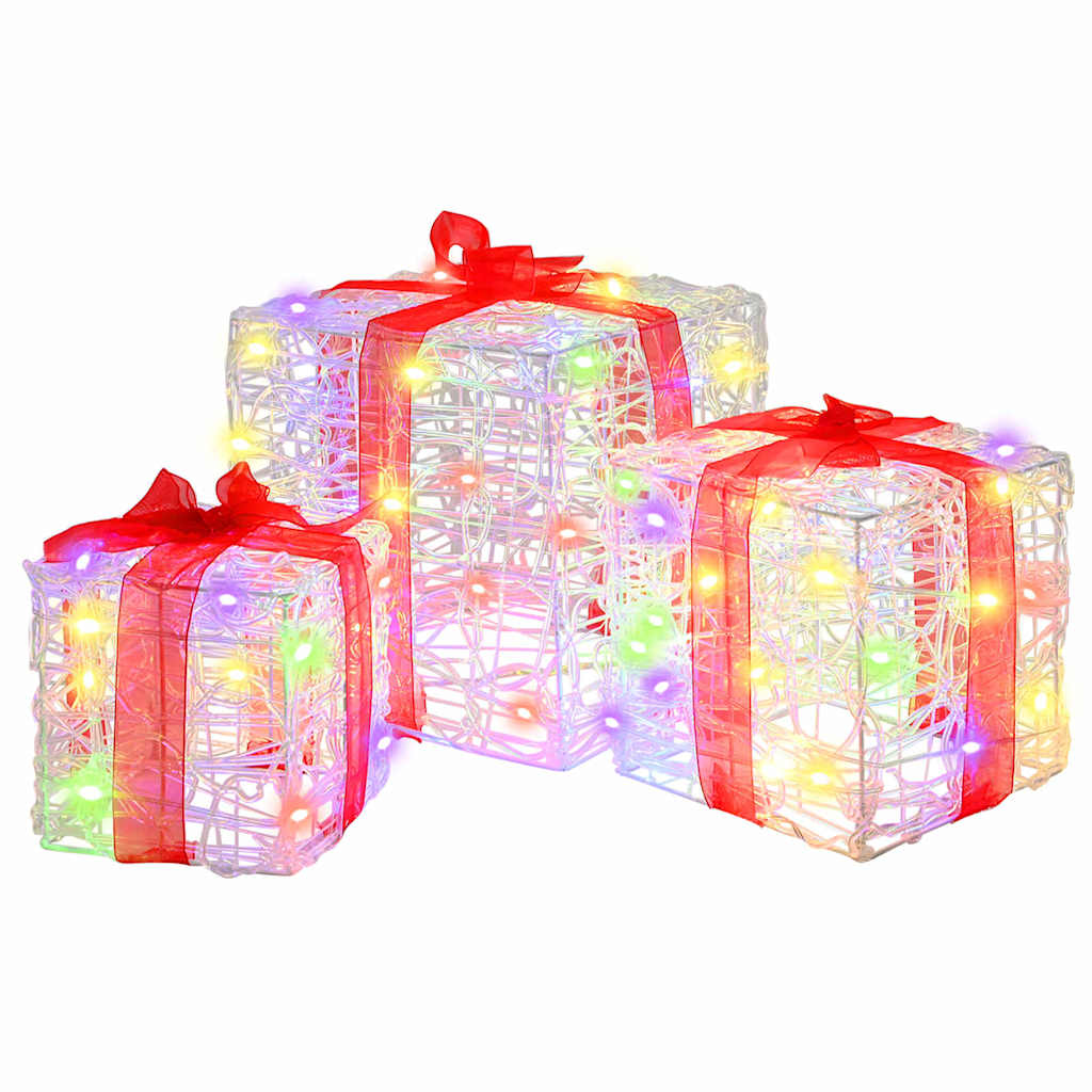 Gaveæske 3 stk. 60 LED'er Flerfarvet 20 x 20 x 20 cm Akryl