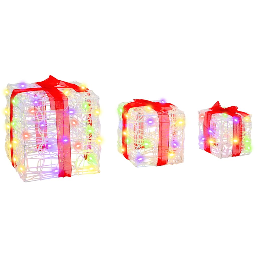 Gaveæske 3 stk. 60 LED'er Flerfarvet 20 x 20 x 20 cm Akryl