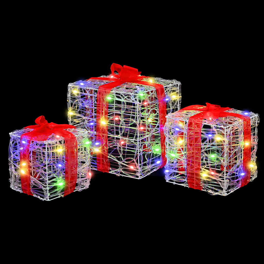 Gaveæske 3 stk. 60 LED'er Flerfarvet 20 x 20 x 20 cm Akryl