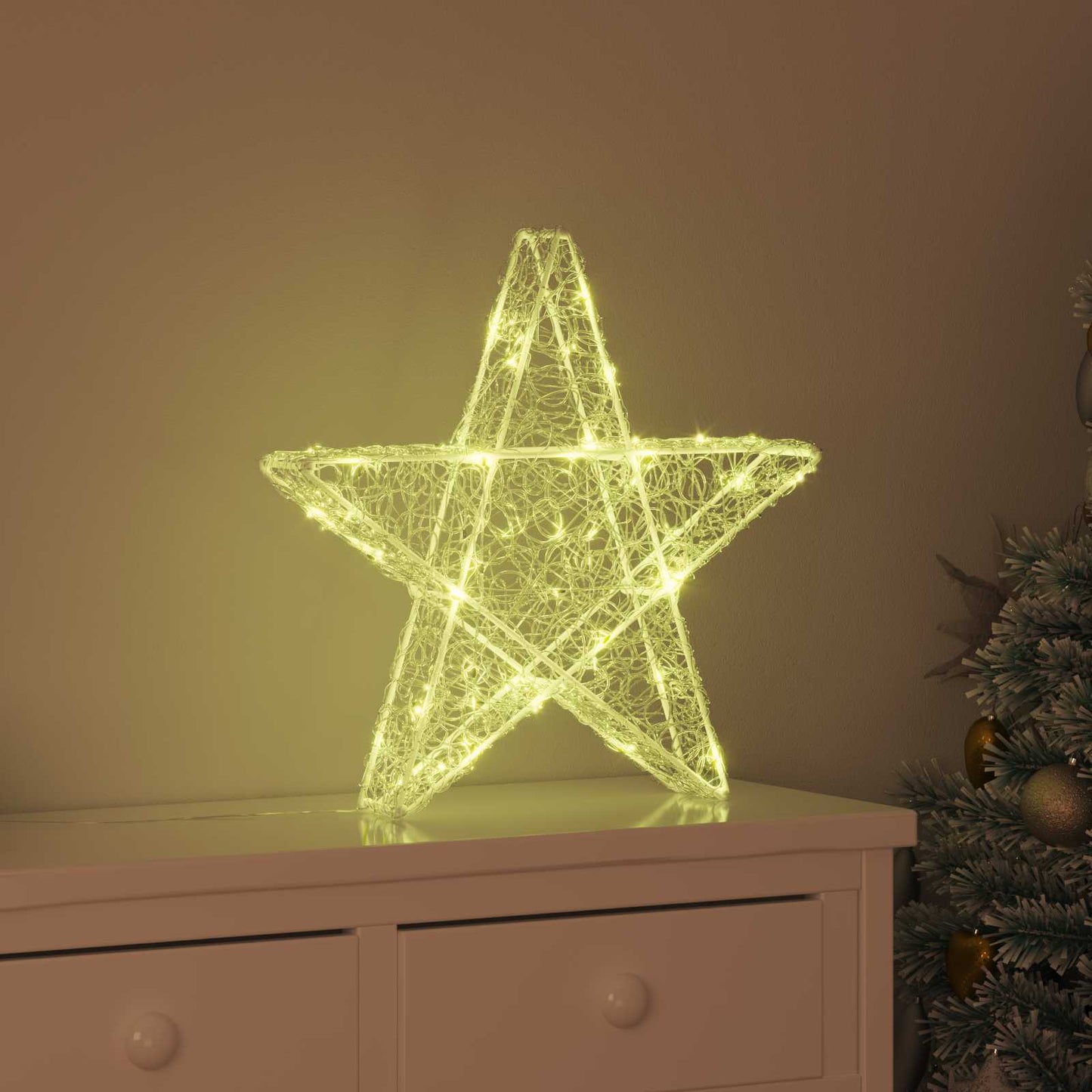 3D Stjerne 50 LED'er Varm hvid 55 x 53.5 x 10 cm Akryl