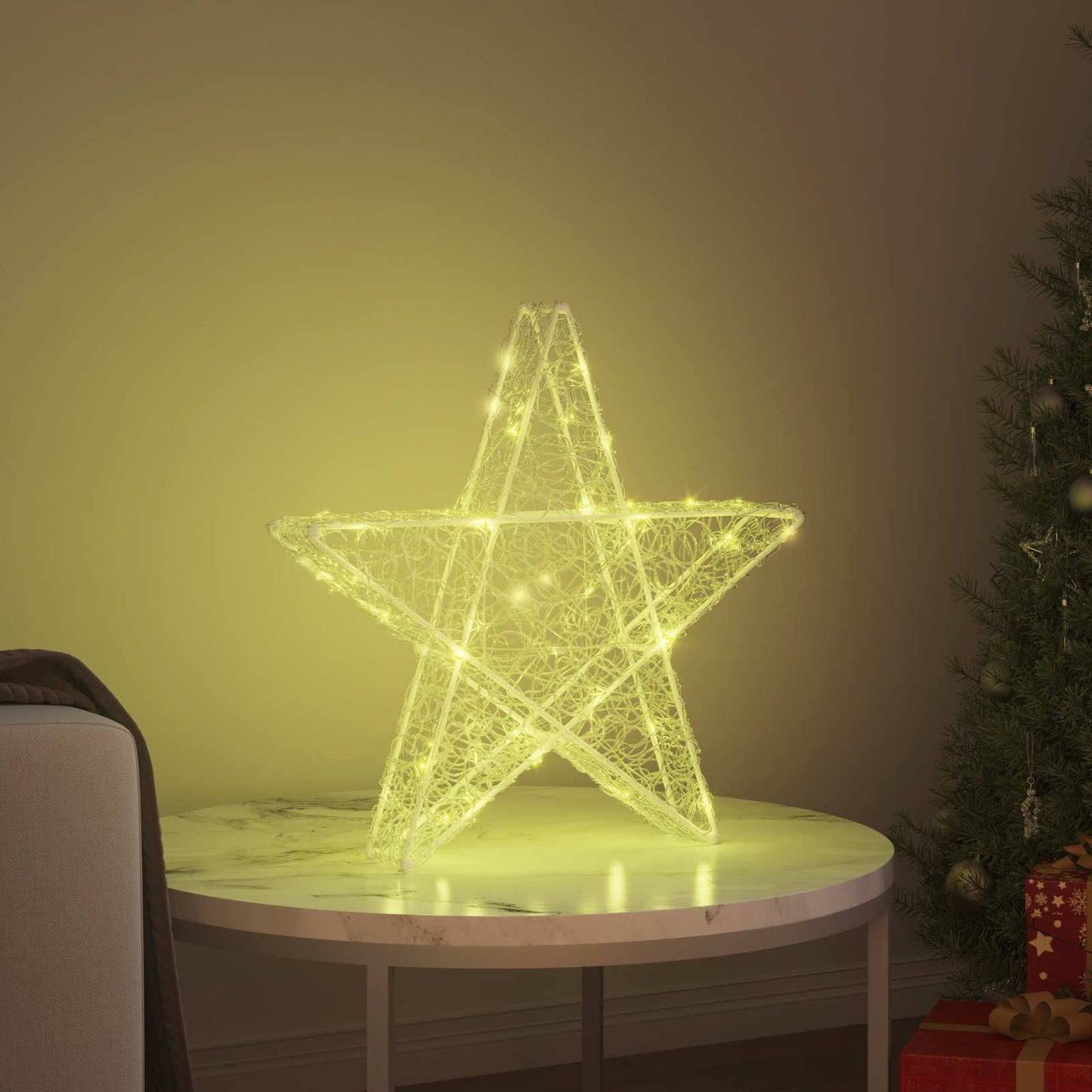 3D Stjerne 50 LED'er Varm hvid 55 x 53.5 x 10 cm Akryl
