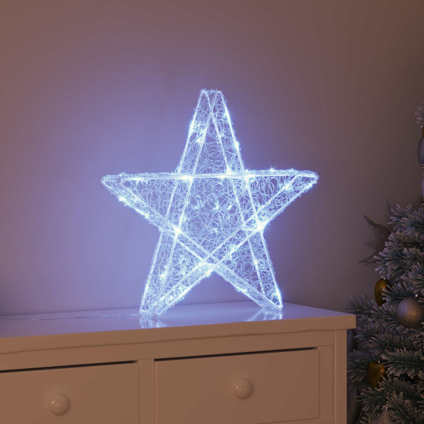 3D Stjerne 50 LED'er Kold hvid 55 x 53.5 x 10 cm Akryl