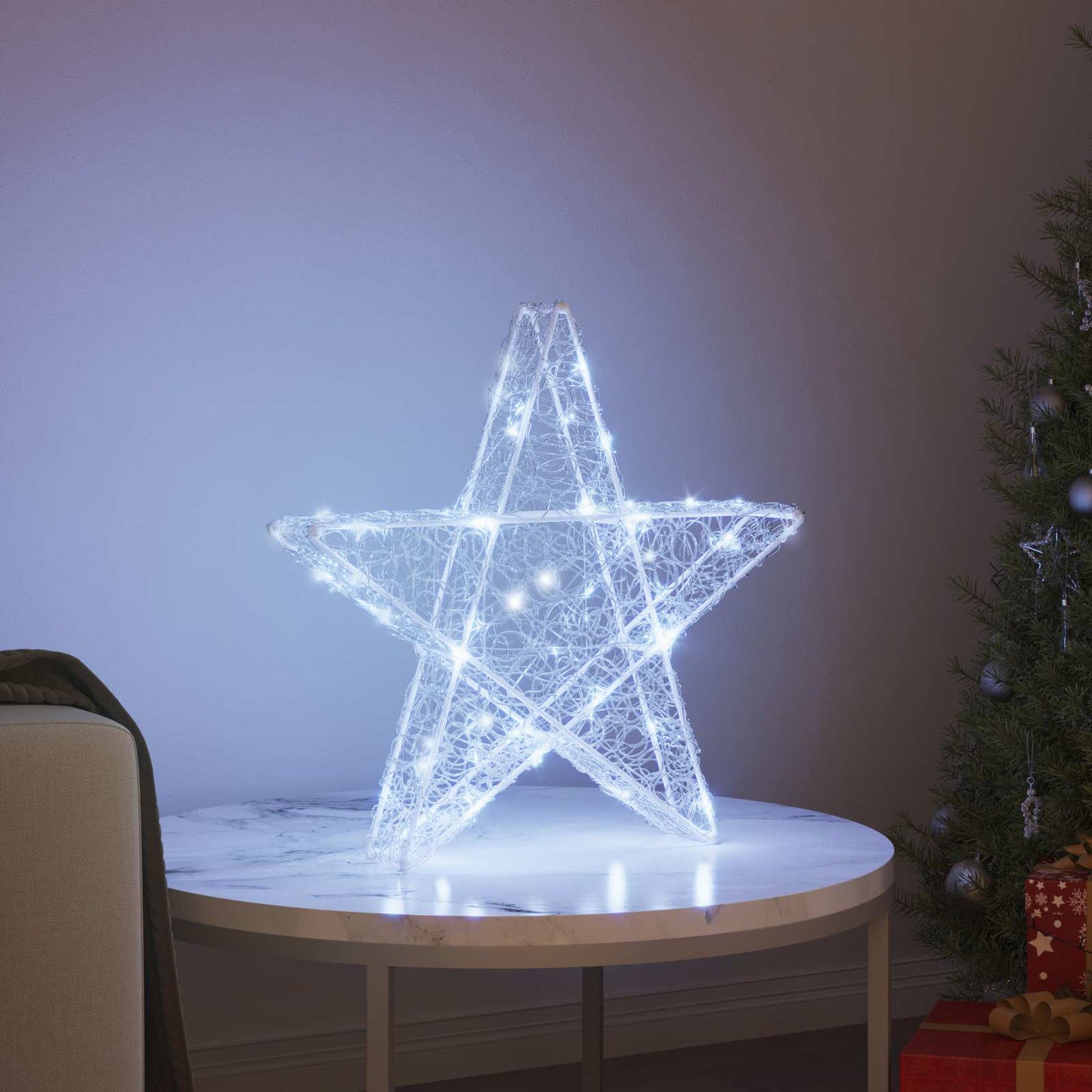 3D Stjerne 50 LED'er Kold hvid 55 x 53.5 x 10 cm Akryl