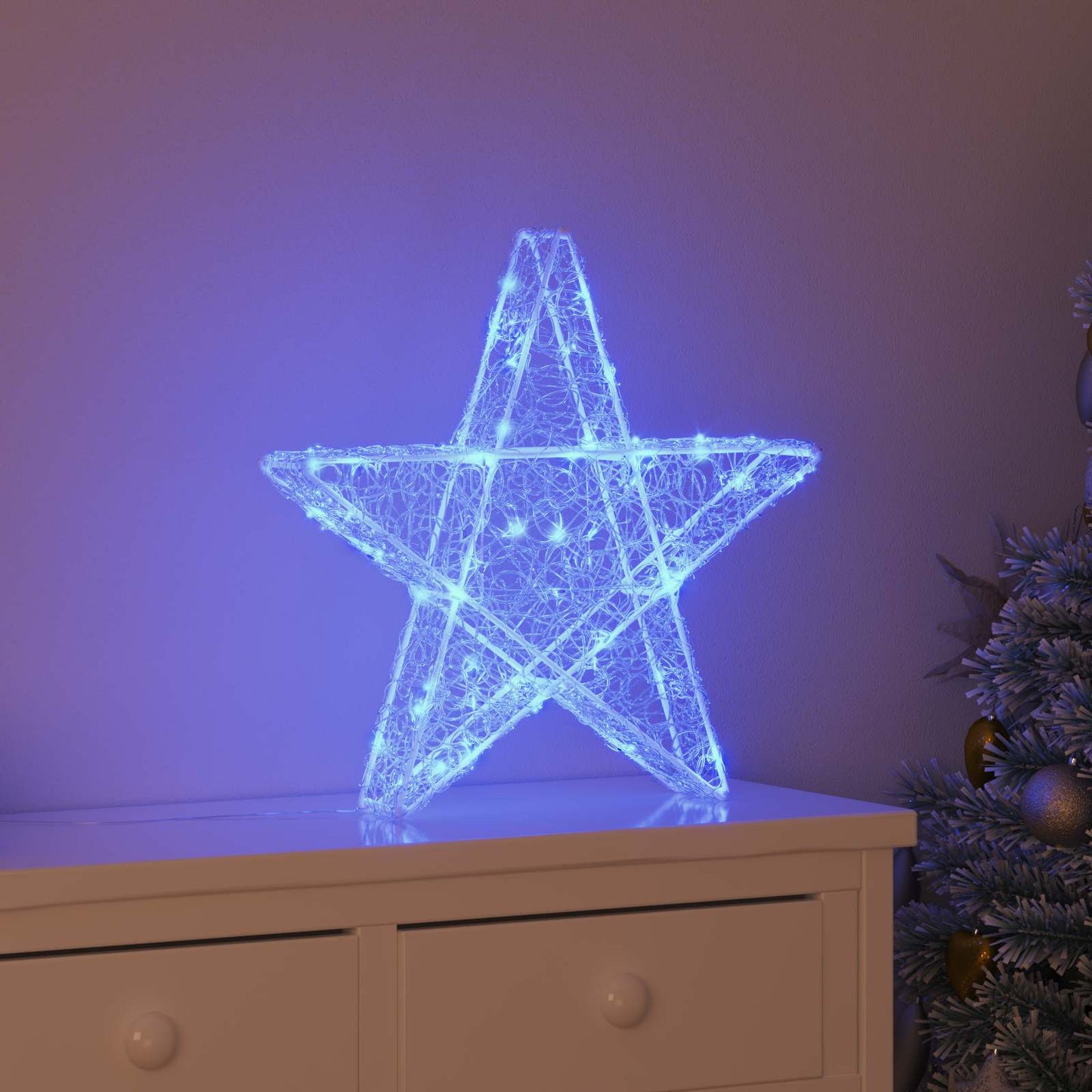 3D Stjerne 50 LED'er Blå 55 x 53.5 x 10 cm Akryl