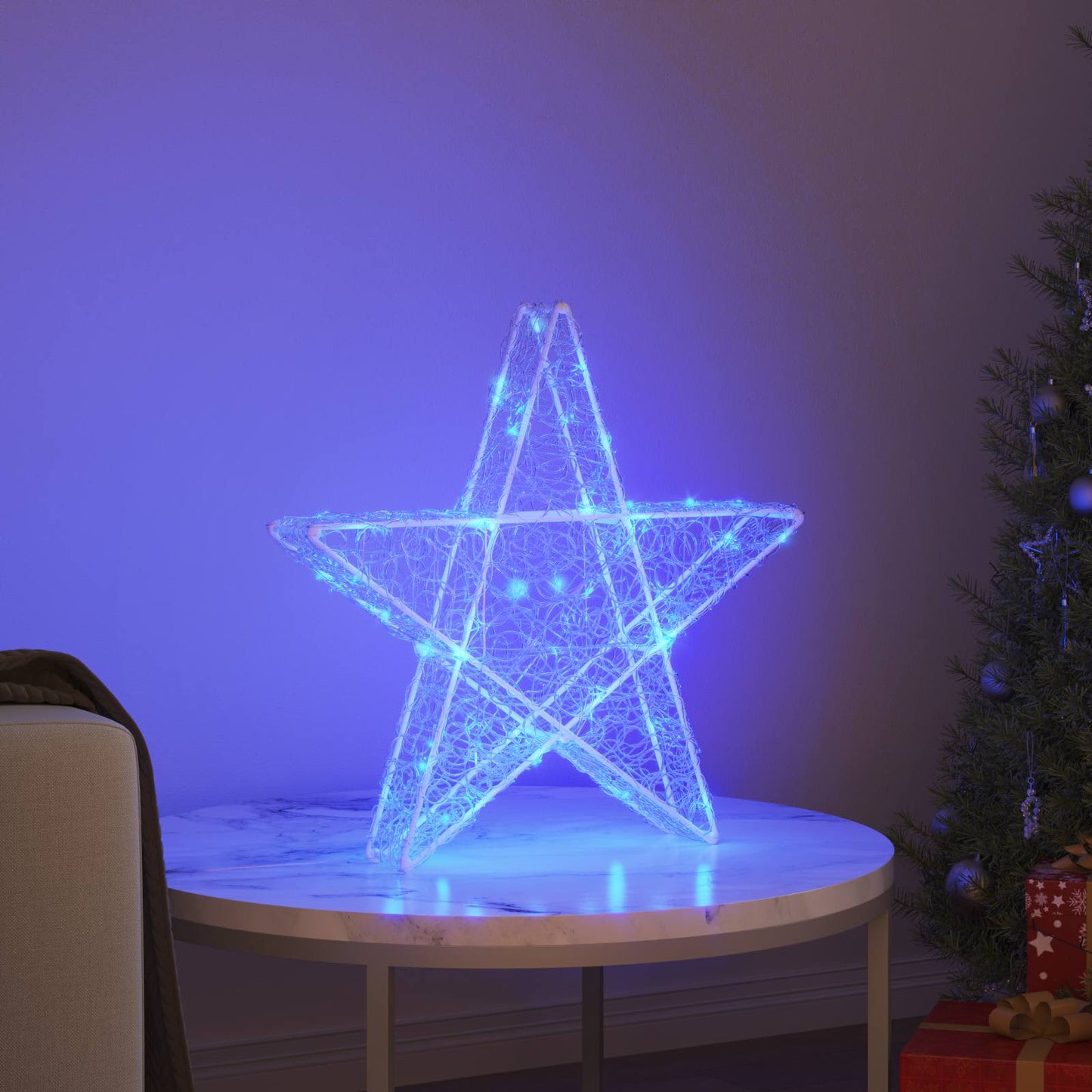 3D Stjerne 50 LED'er Blå 55 x 53.5 x 10 cm Akryl