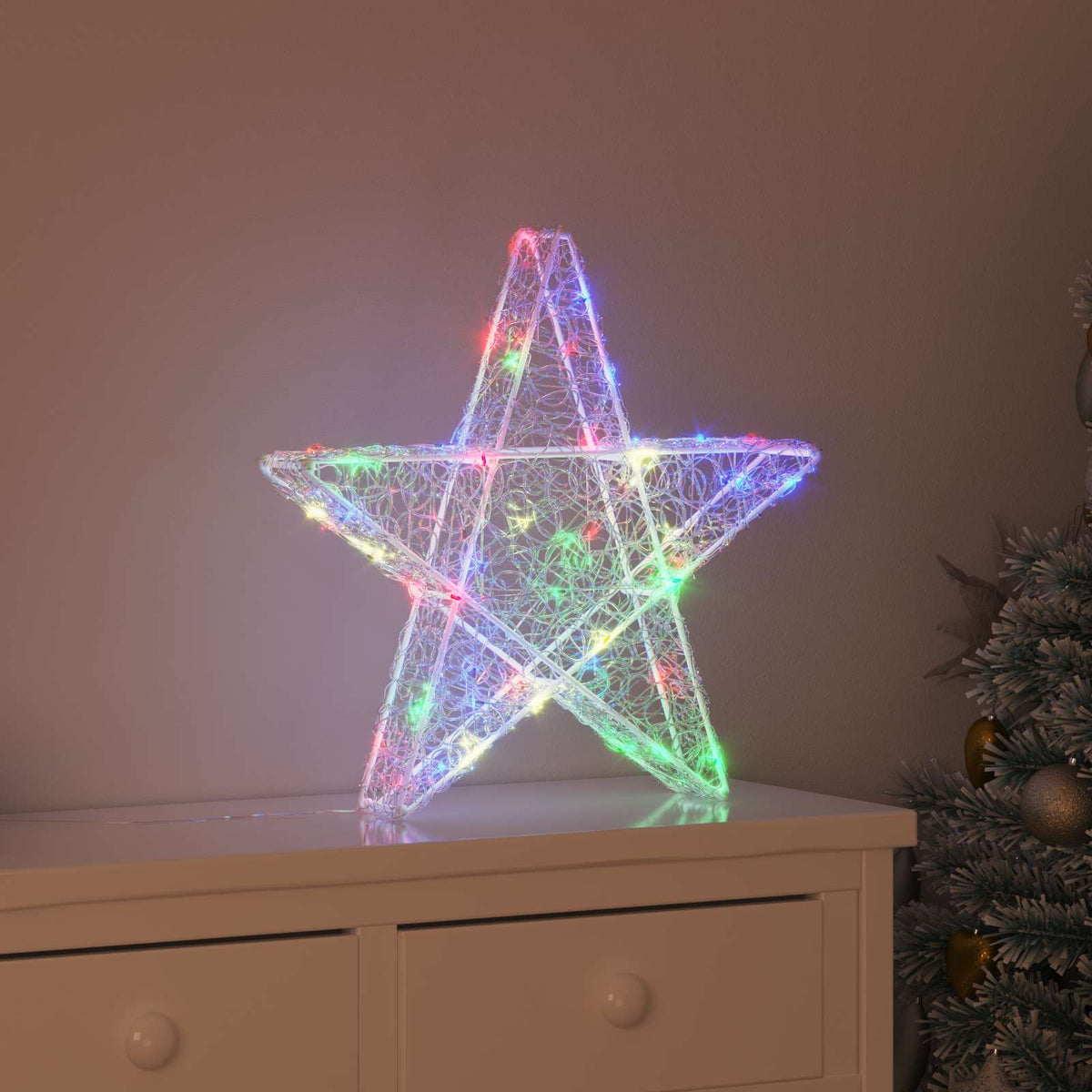 3D Stjerne 50 LED'er Flerfarvet 55 x 53.5 x 10 cm Akryl