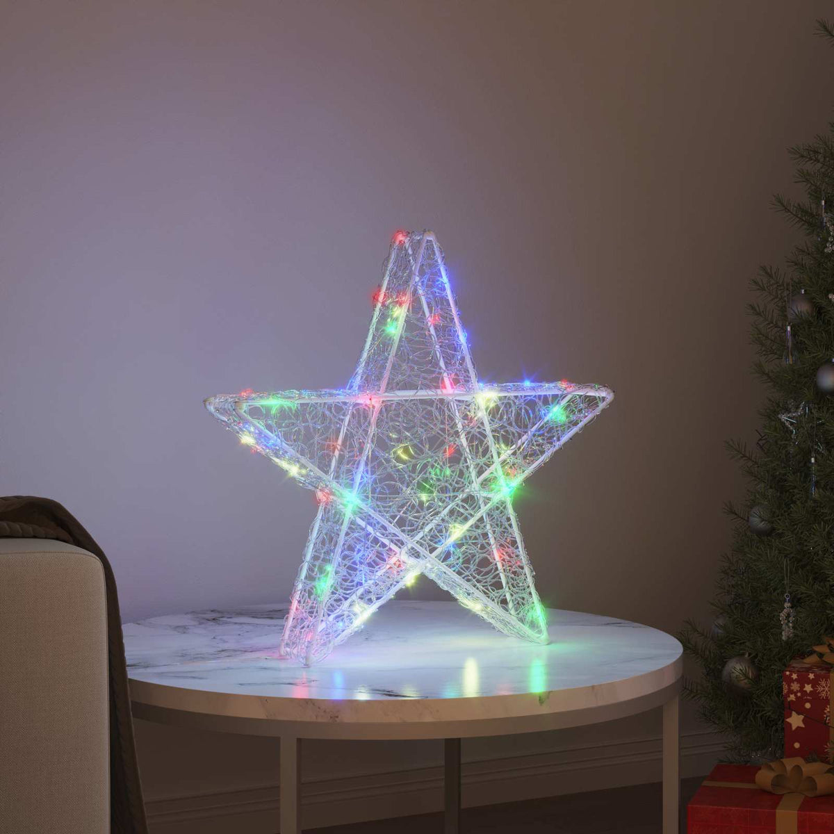 3D Stjerne 50 LED'er Flerfarvet 55 x 53.5 x 10 cm Akryl