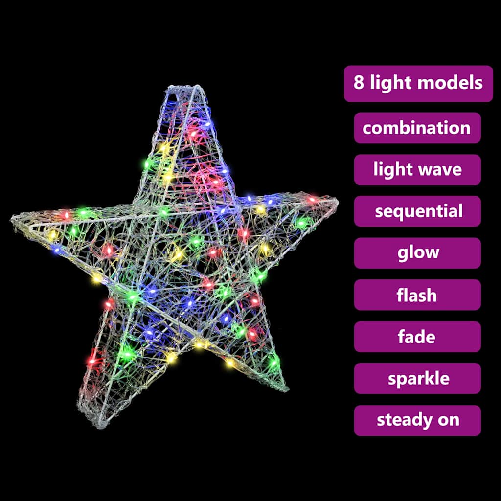3D Stjerne 50 LED'er Flerfarvet 55 x 53.5 x 10 cm Akryl