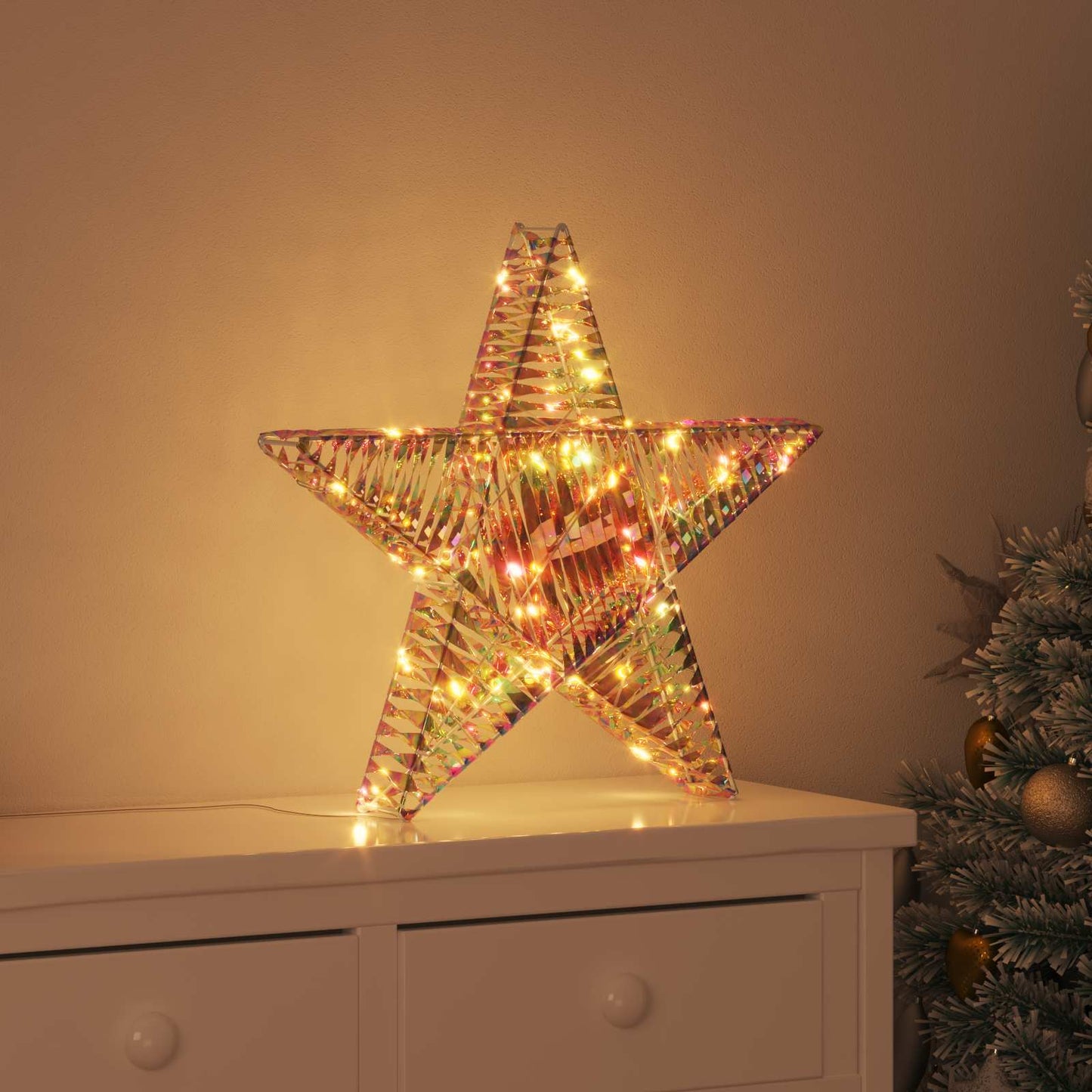 3D Stjerne 50 LED'er Varm hvid 55 x 52,5 x 9 cm PET