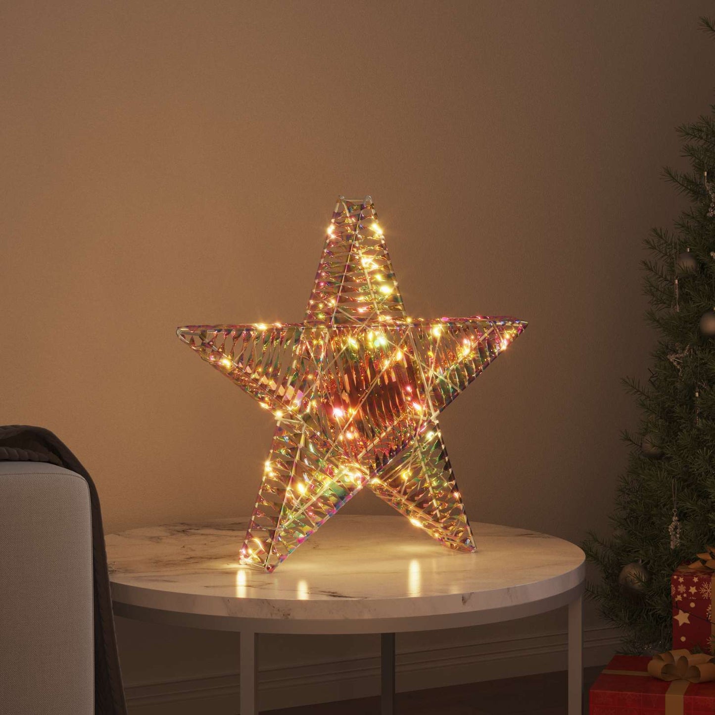 3D Stjerne 50 LED'er Varm hvid 55 x 52,5 x 9 cm PET