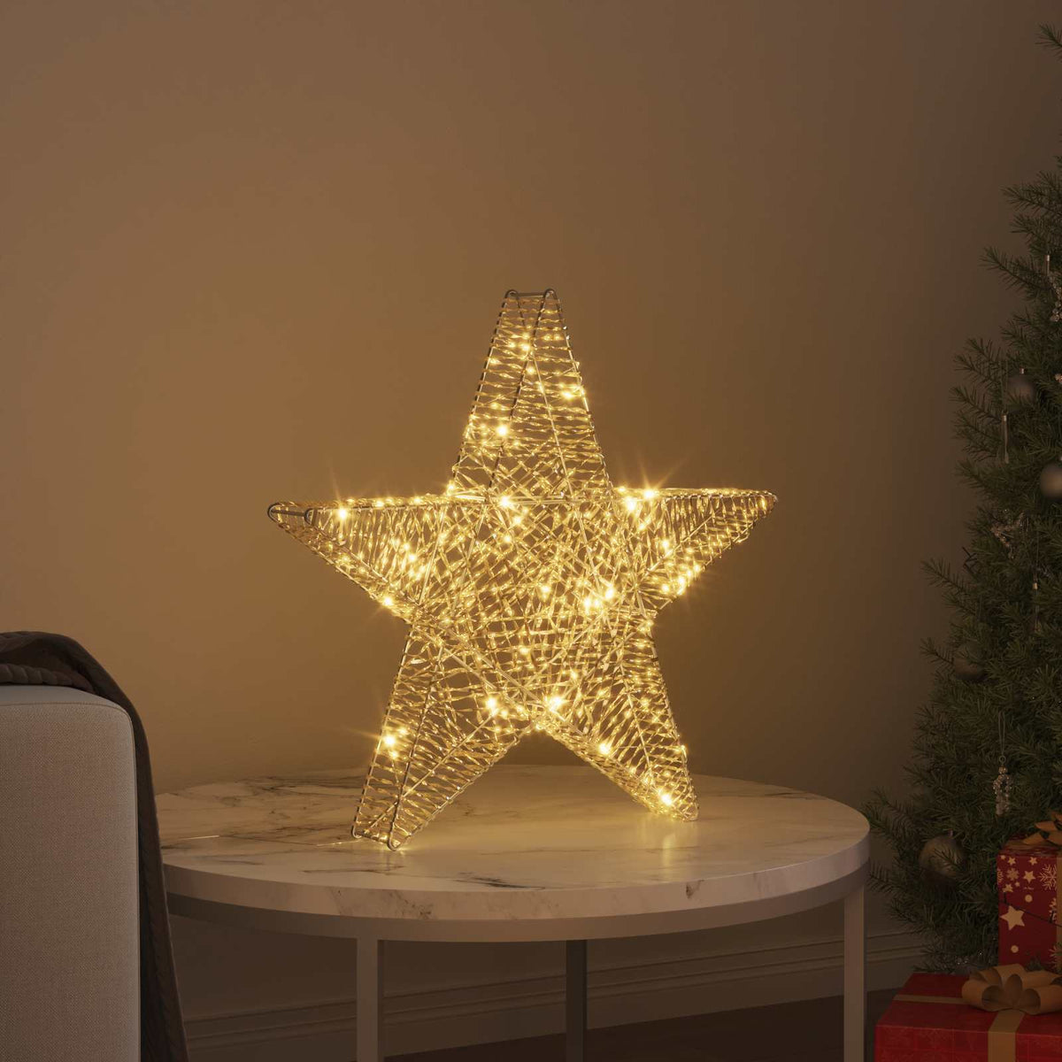 3D Stjerne 50 LED'er Varm hvid 55 x 52,5 x 9 cm PET