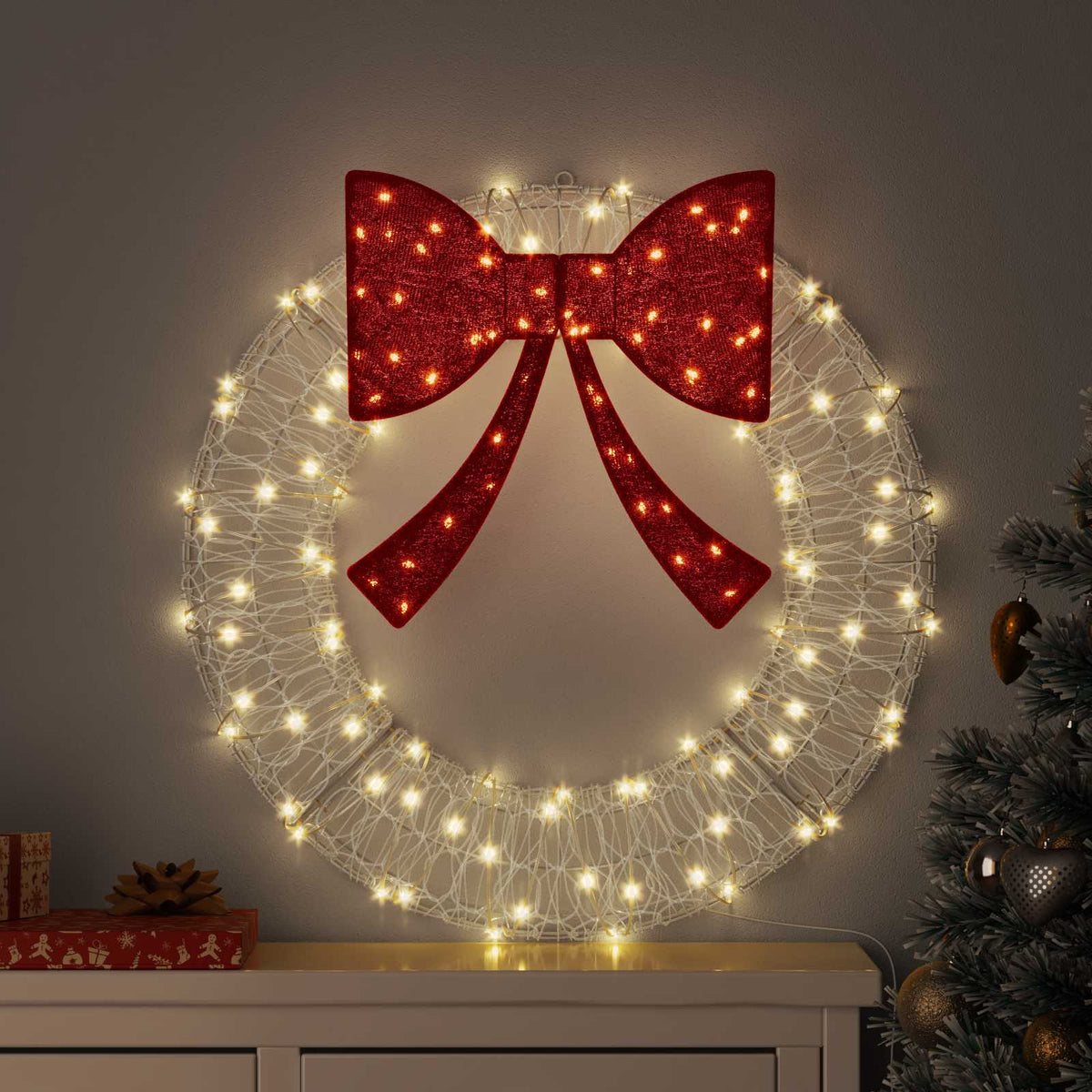 Krans 60 LED'er Varm hvid 76 x 76 x 8,5 cm Akryl