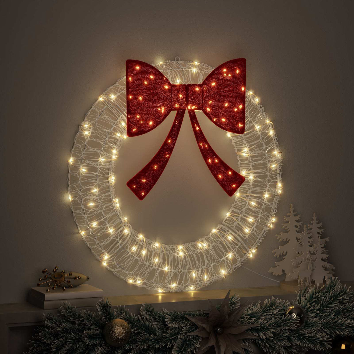 Krans 60 LED'er Varm hvid 76 x 76 x 8,5 cm Akryl