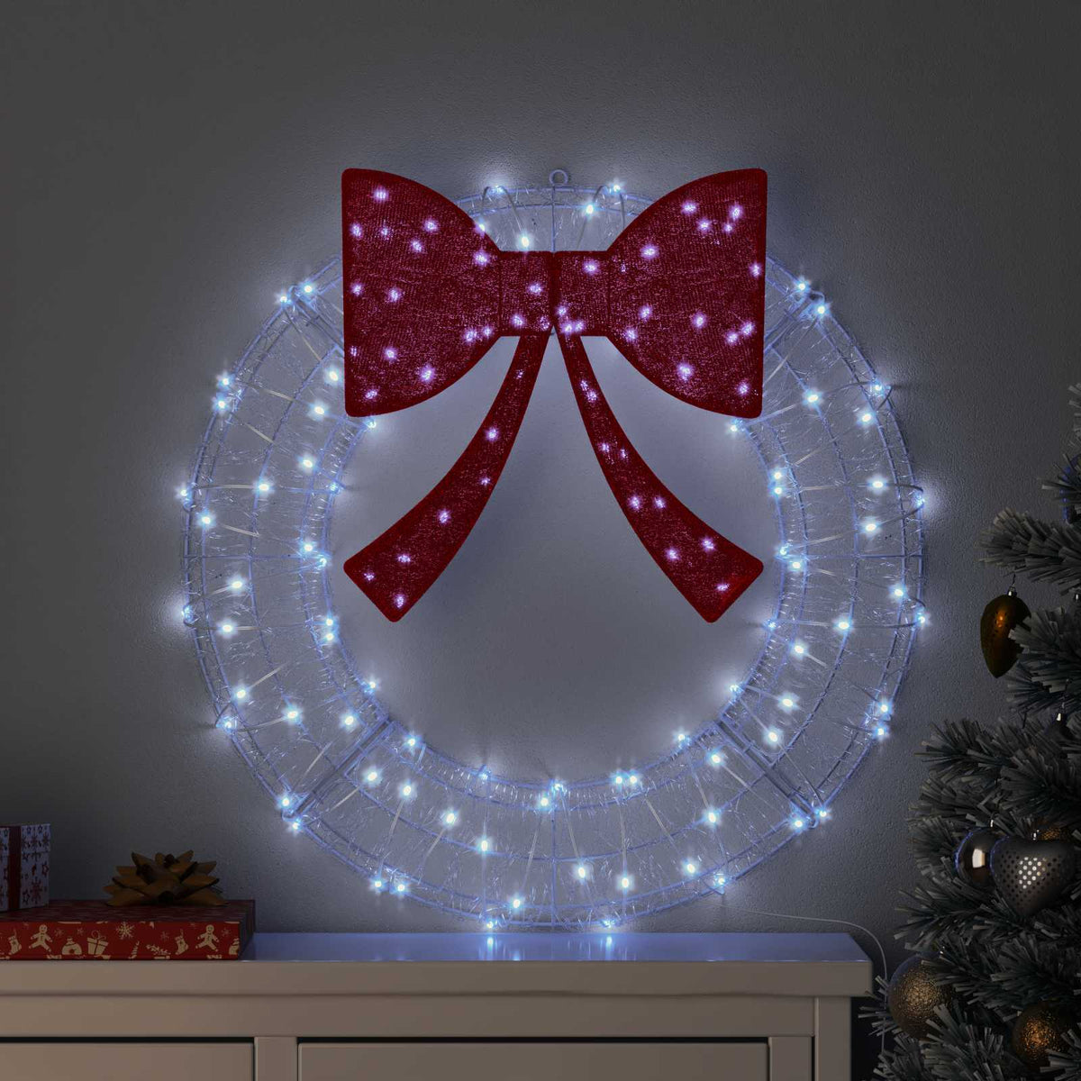 Krans 60 LED'er Kold hvid 76 x 76 x 8,5 cm Akryl