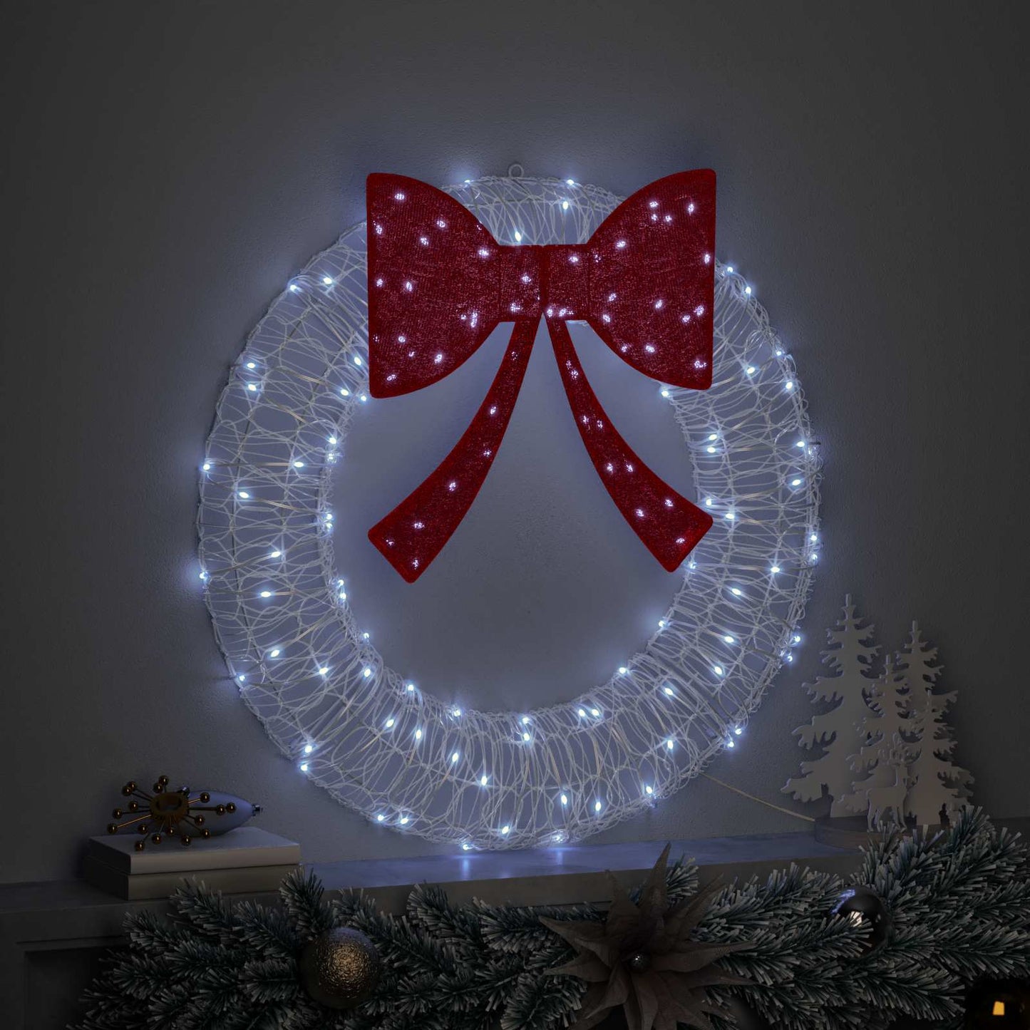 Krans 60 LED'er Kold hvid 76 x 76 x 8,5 cm Akryl