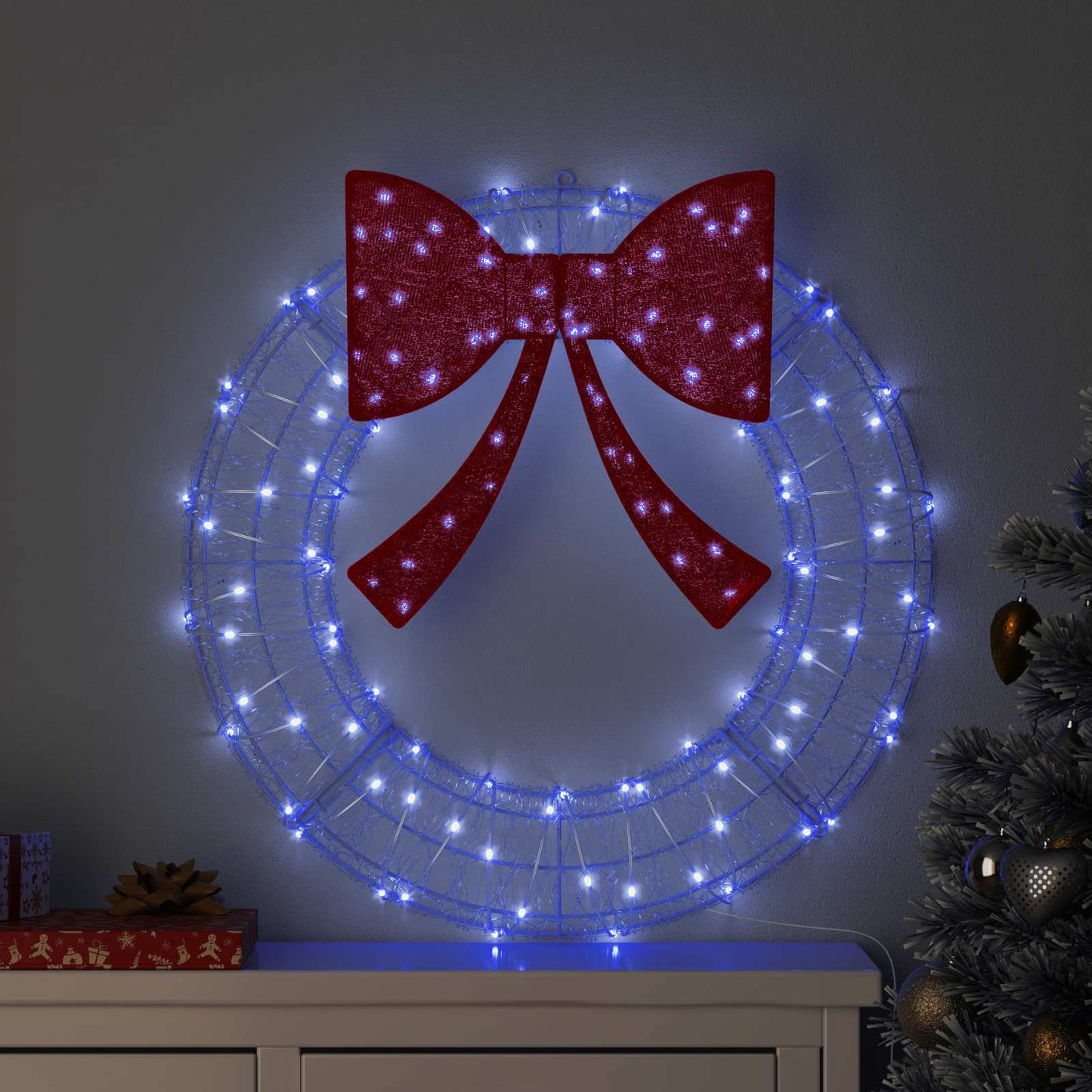 Krans 60 LED'er Blå 76 x 76 x 8,5 cm Akryl