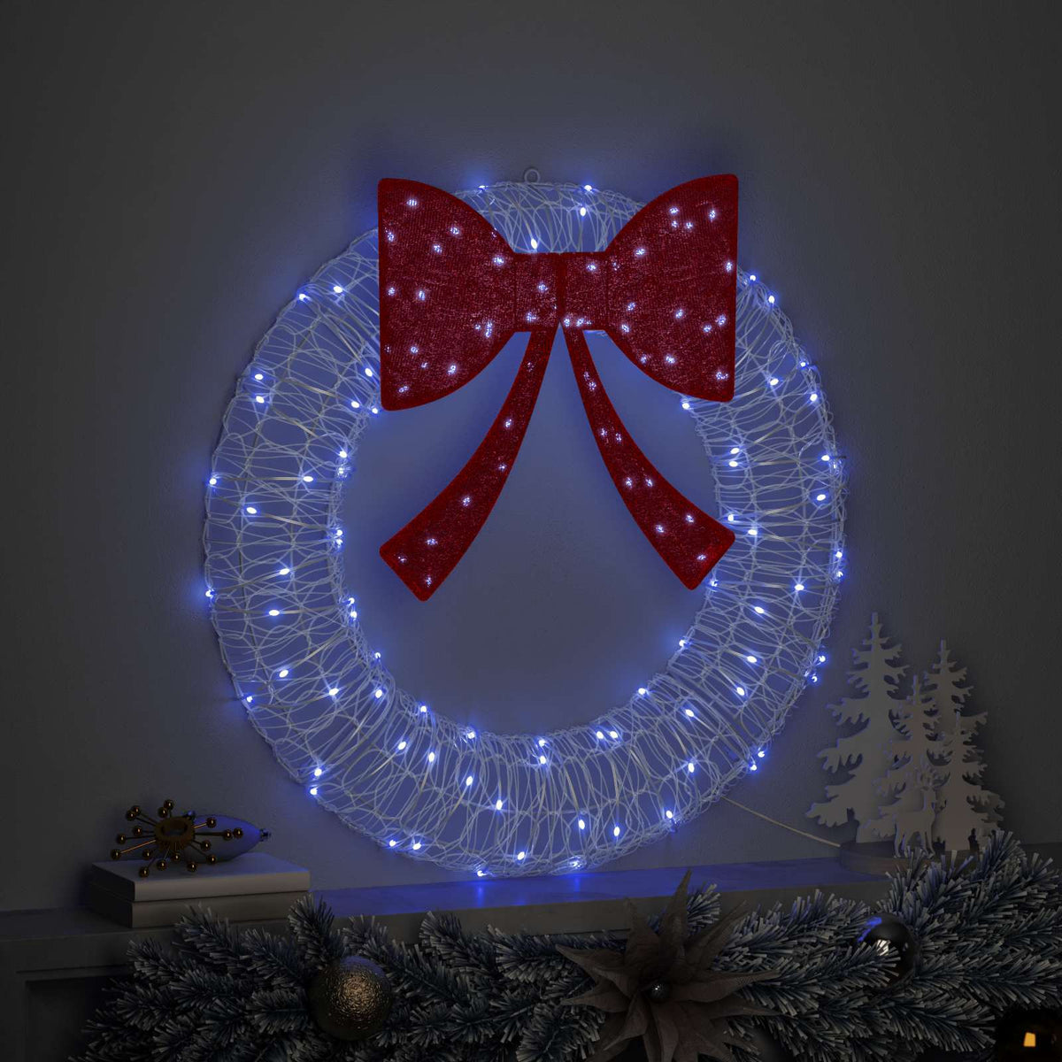Krans 60 LED'er Blå 76 x 76 x 8,5 cm Akryl
